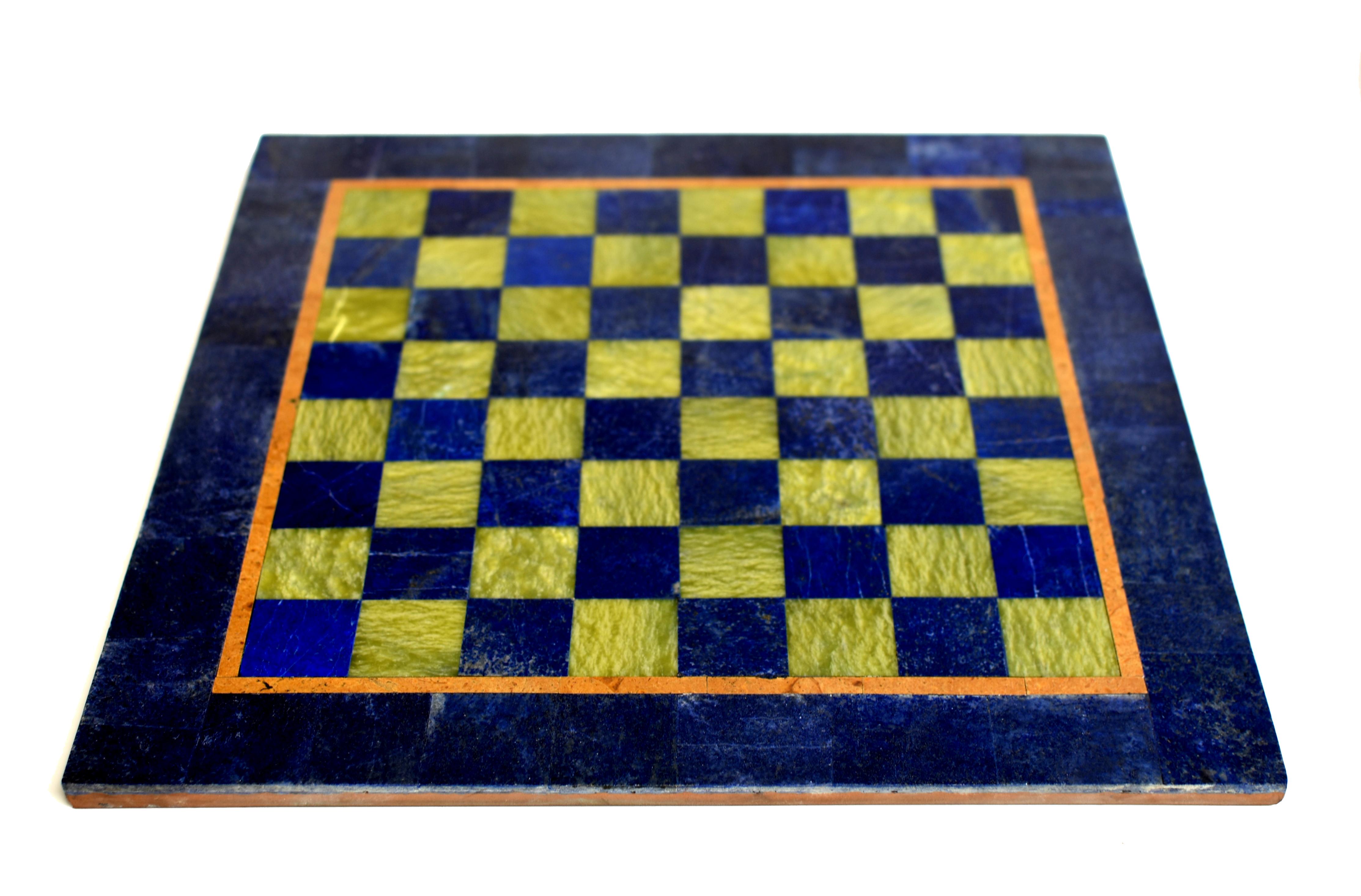 Large Chess Set Gemstone Lapis Serpentine 15.5