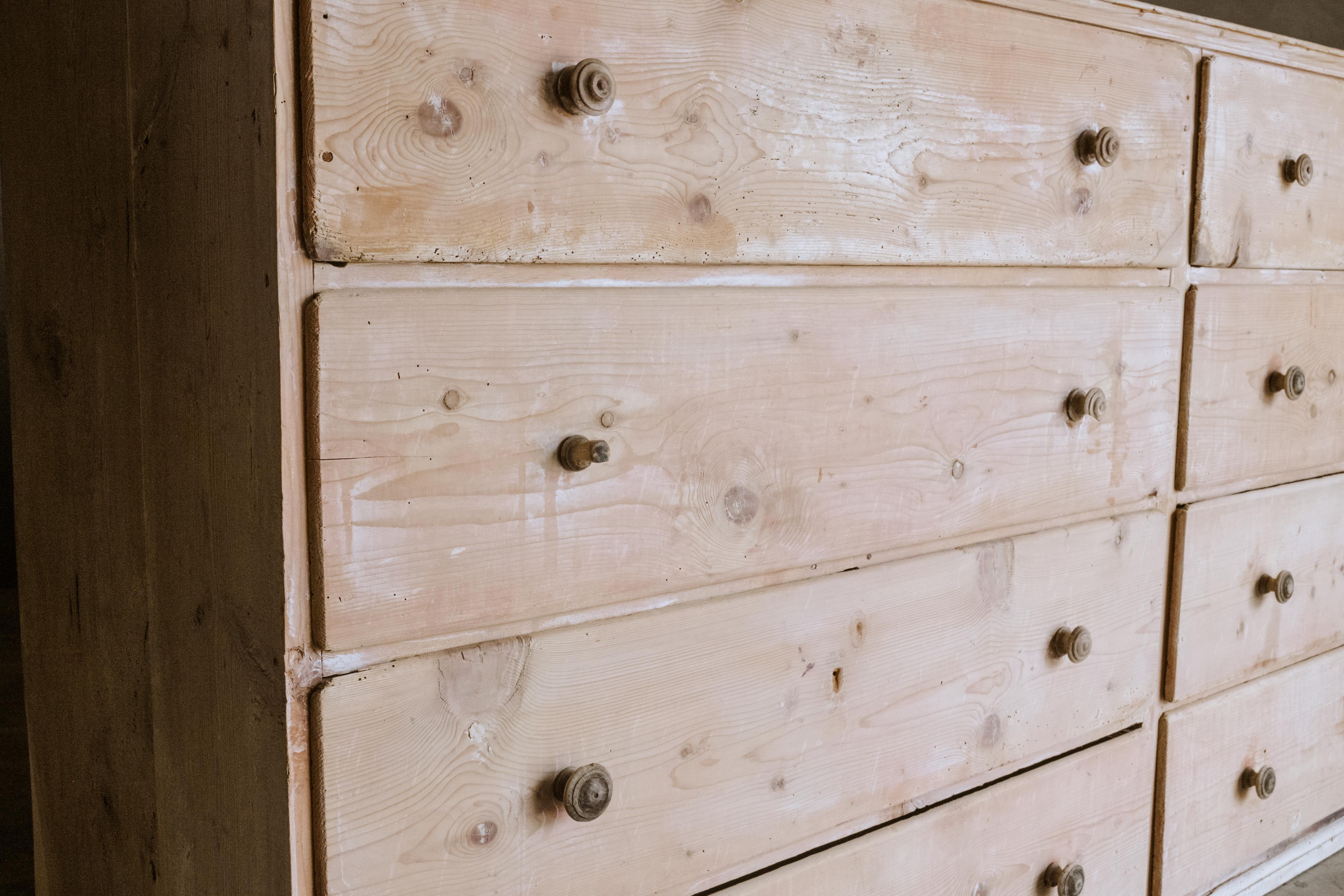 Pine Large Chest of Drawers in Original Paint from Italy, circa 1880