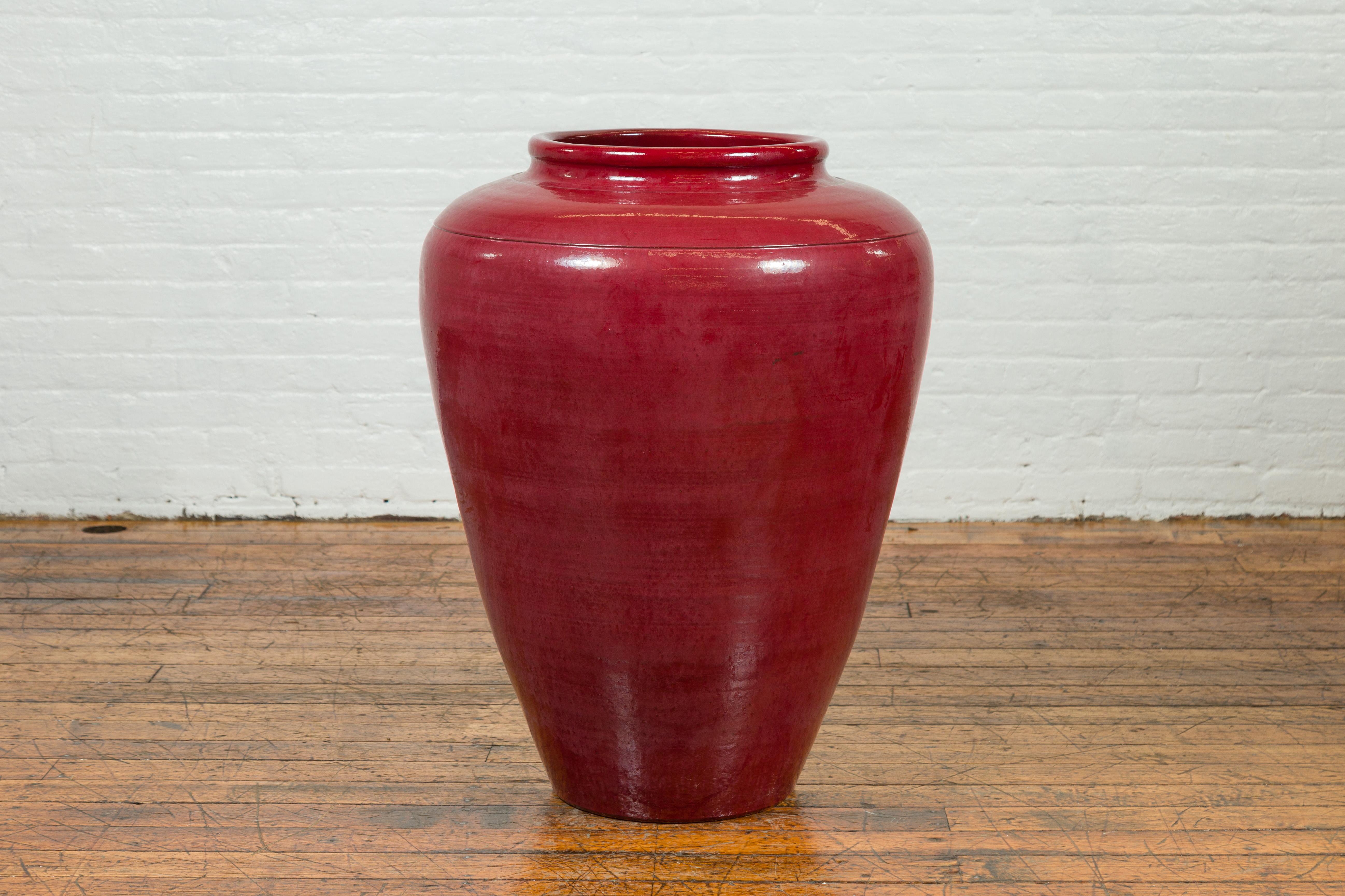 Large Chiang Mai Contemporary Oxblood Water Jar from Northern Thailand 5