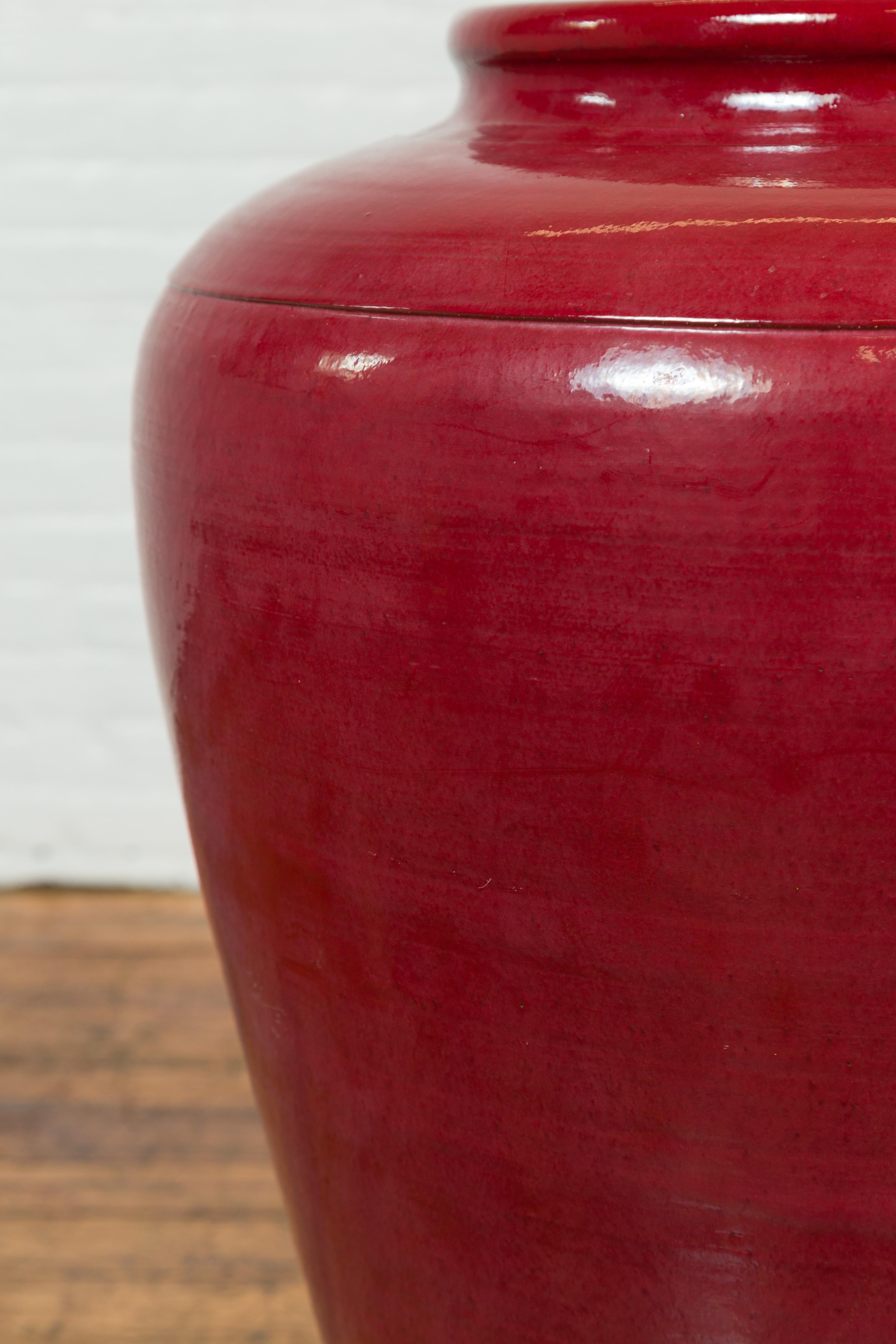 Large Chiang Mai Contemporary Oxblood Water Jar from Northern Thailand 1