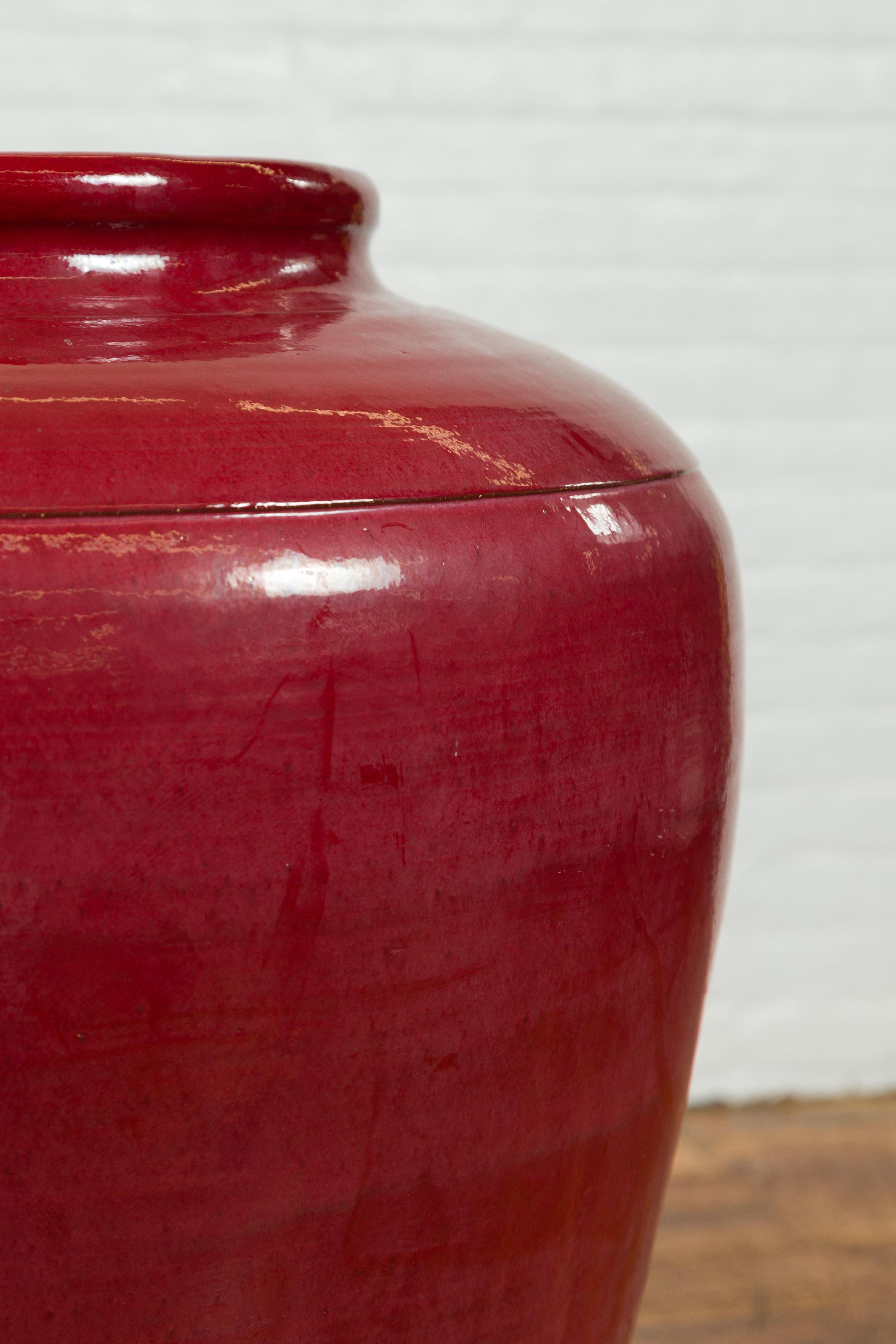 Large Chiang Mai Contemporary Oxblood Water Jar from Northern Thailand 2