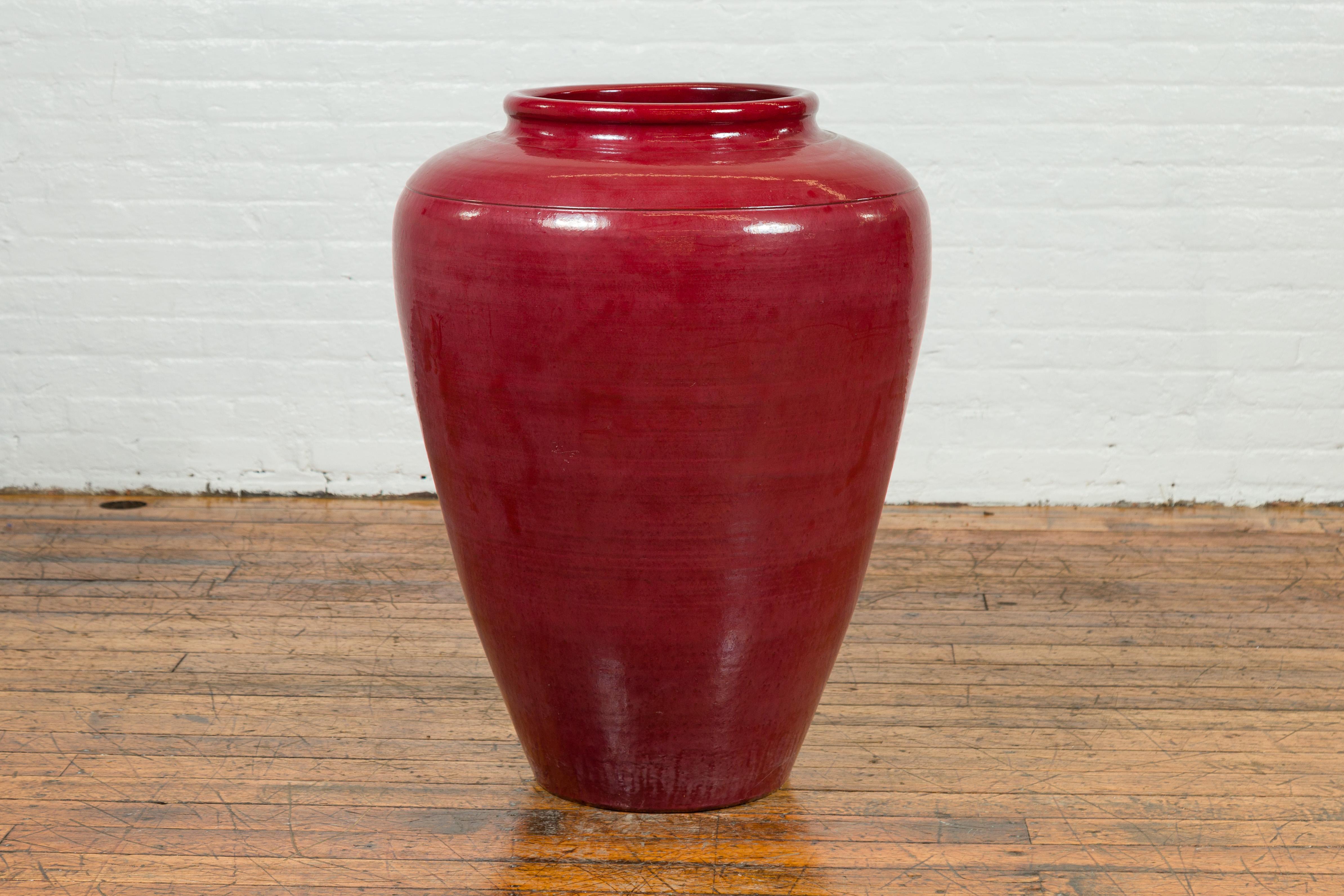 Large Chiang Mai Contemporary Oxblood Water Jar from Northern Thailand 4