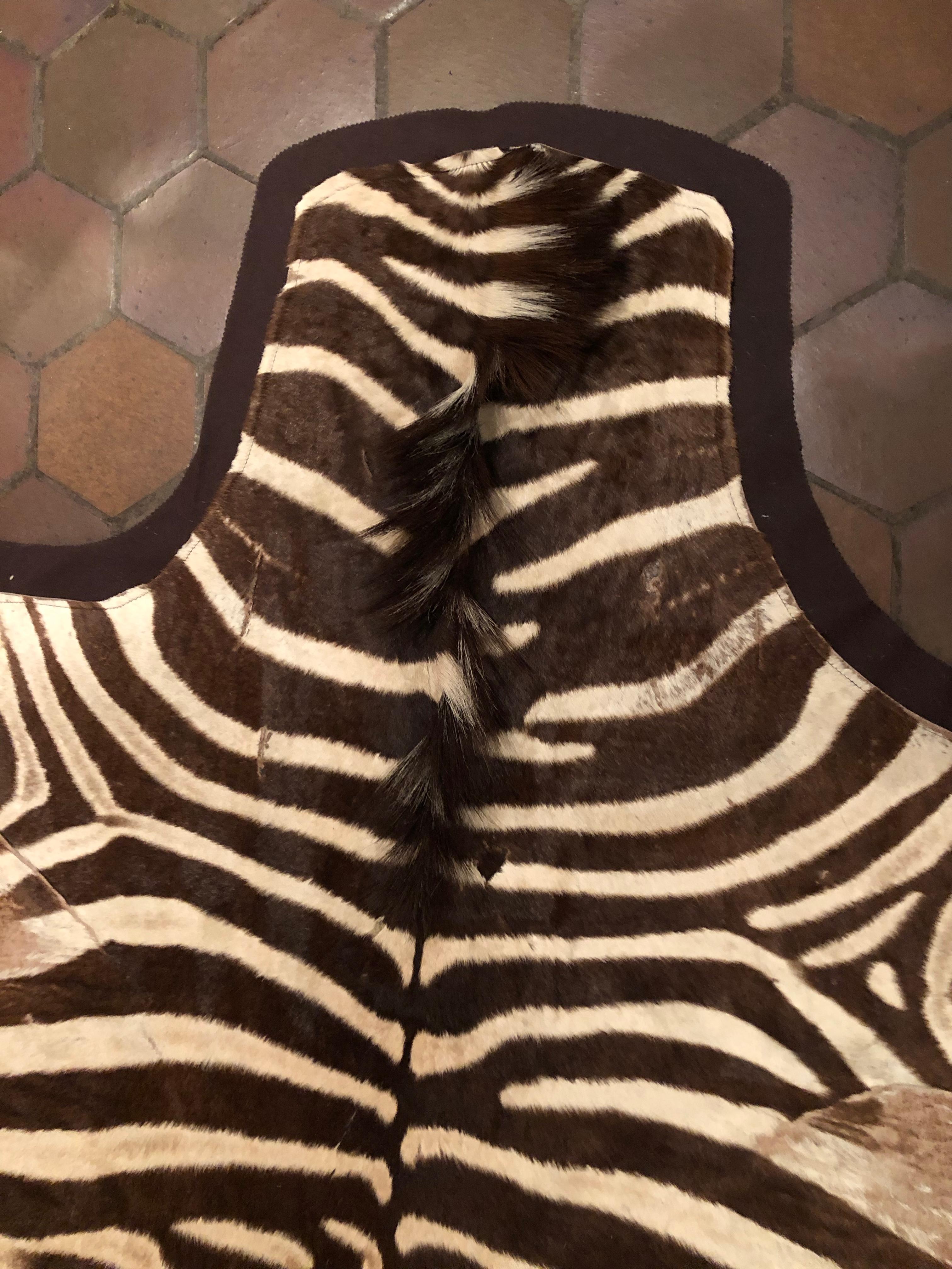 Mid-20th Century Large and Chic Authentic African Burchell Zebra Hide Rug