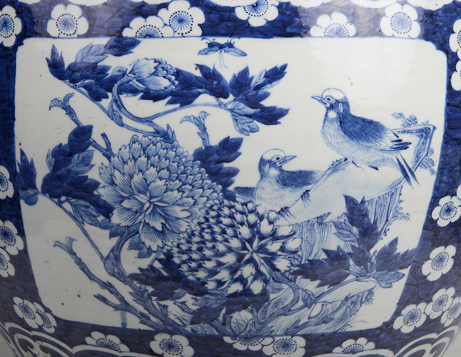 Hand-Painted Large Chinese 19th Century Blue and White Jardinière