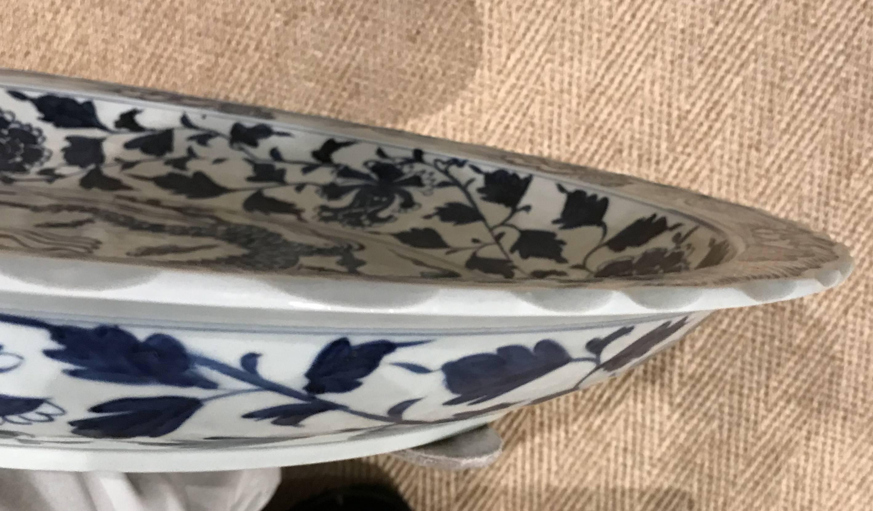 19th Century Large Chinese Blue and White Porcelain Charger with Xuande Mark