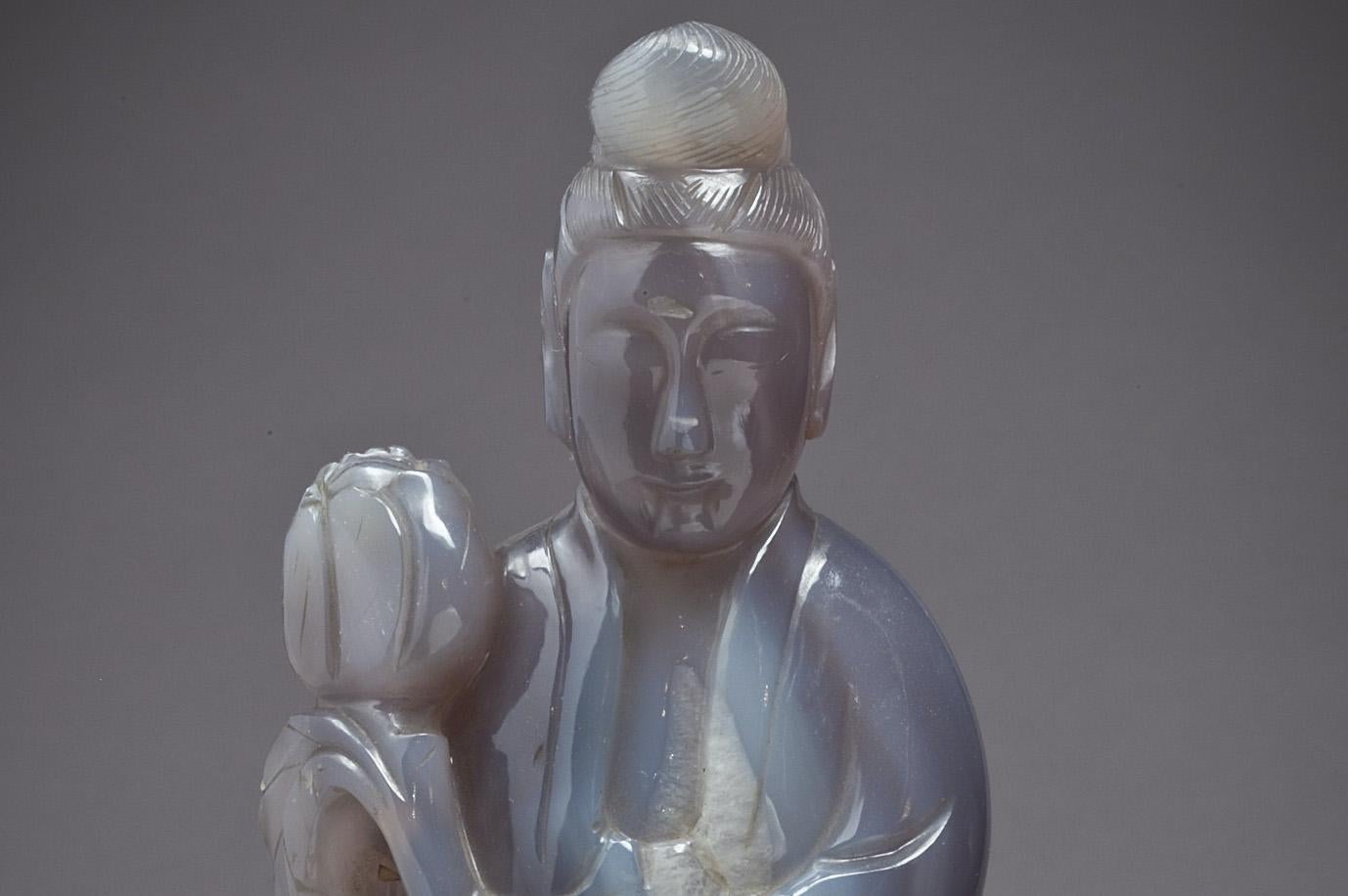 Large Chinese Agate figure of Kuan Yin, circa 1890.