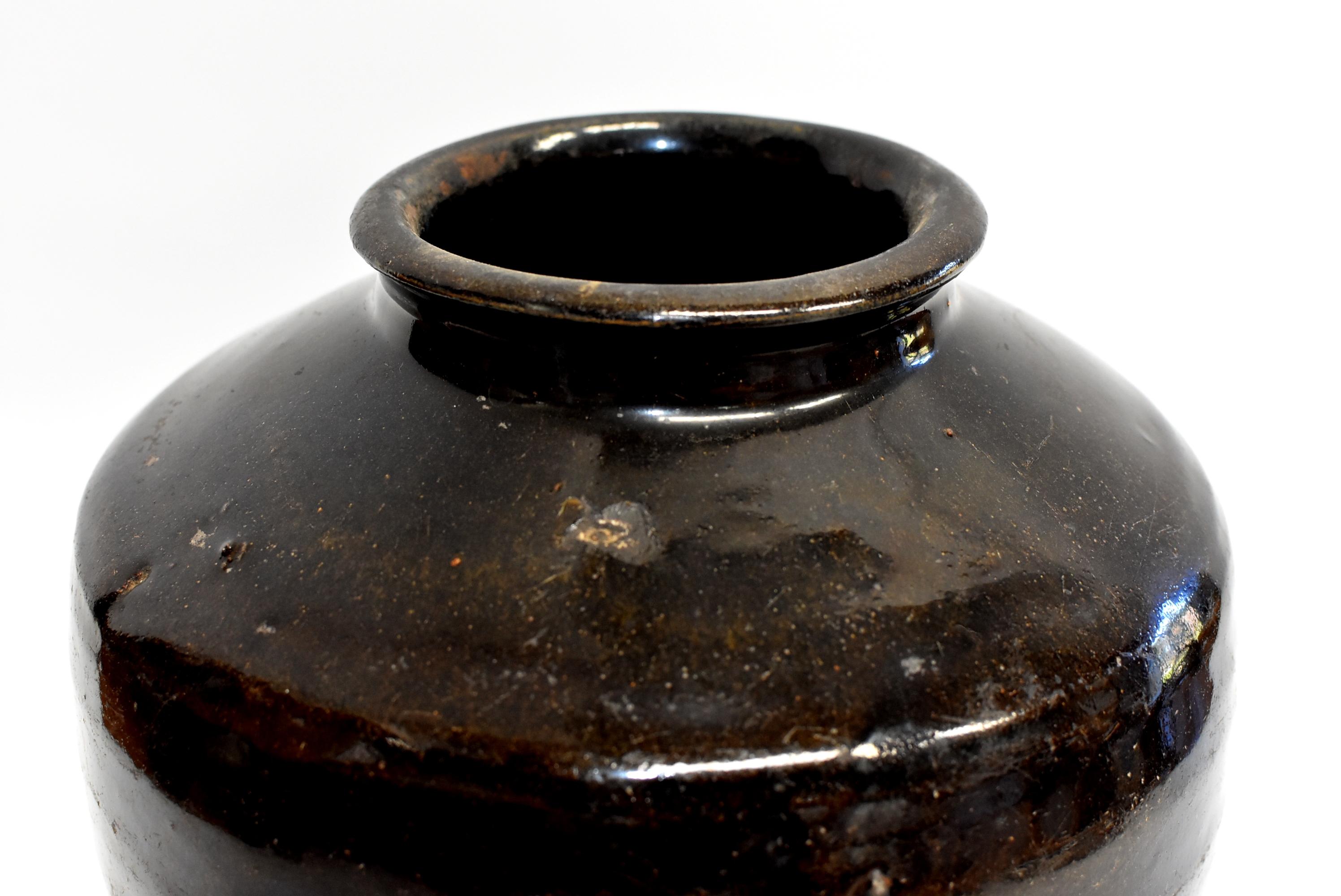 Large Chinese Antique Black Jar, High Shoulder 5