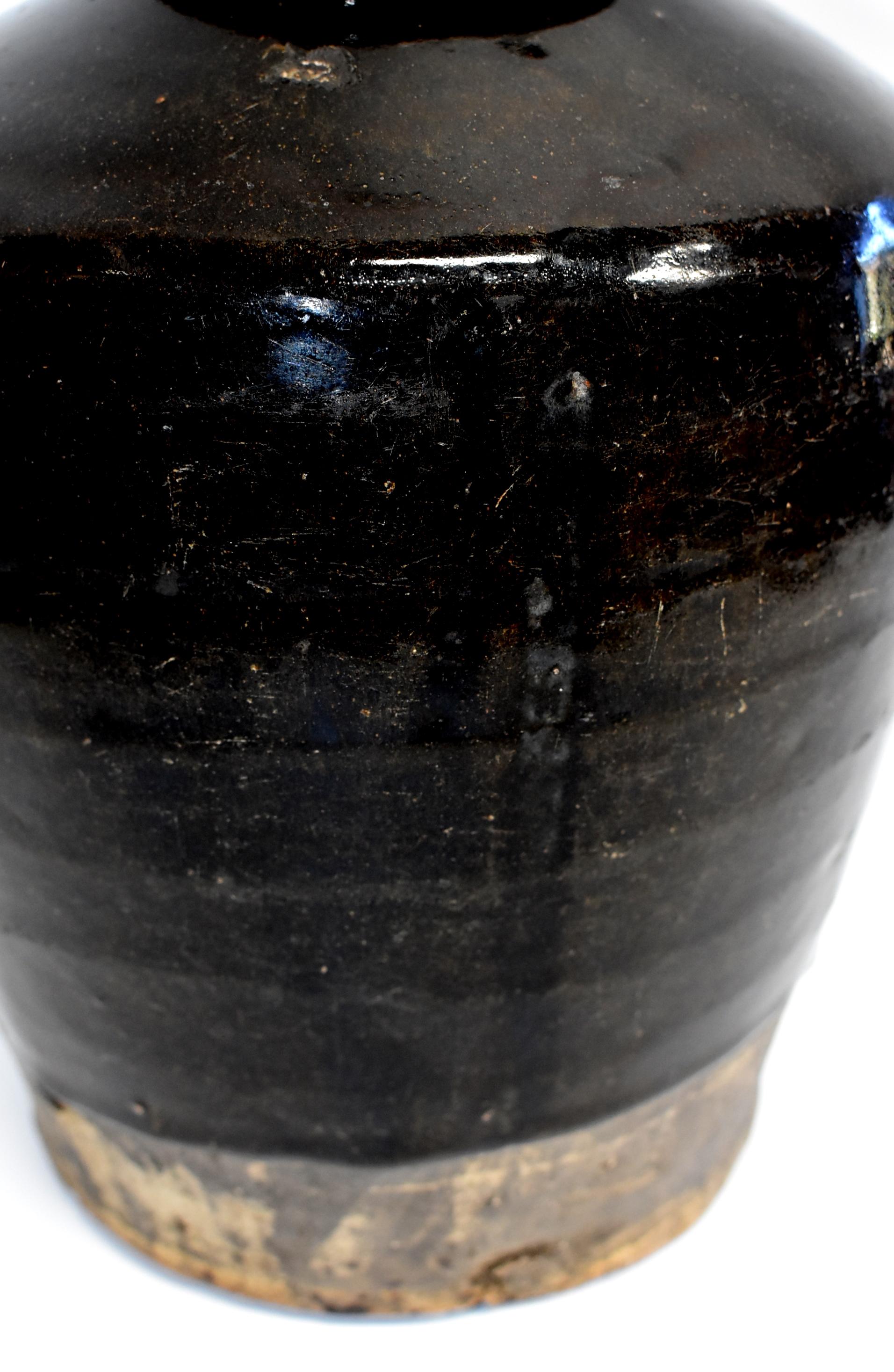 Large Chinese Antique Black Jar, High Shoulder 6