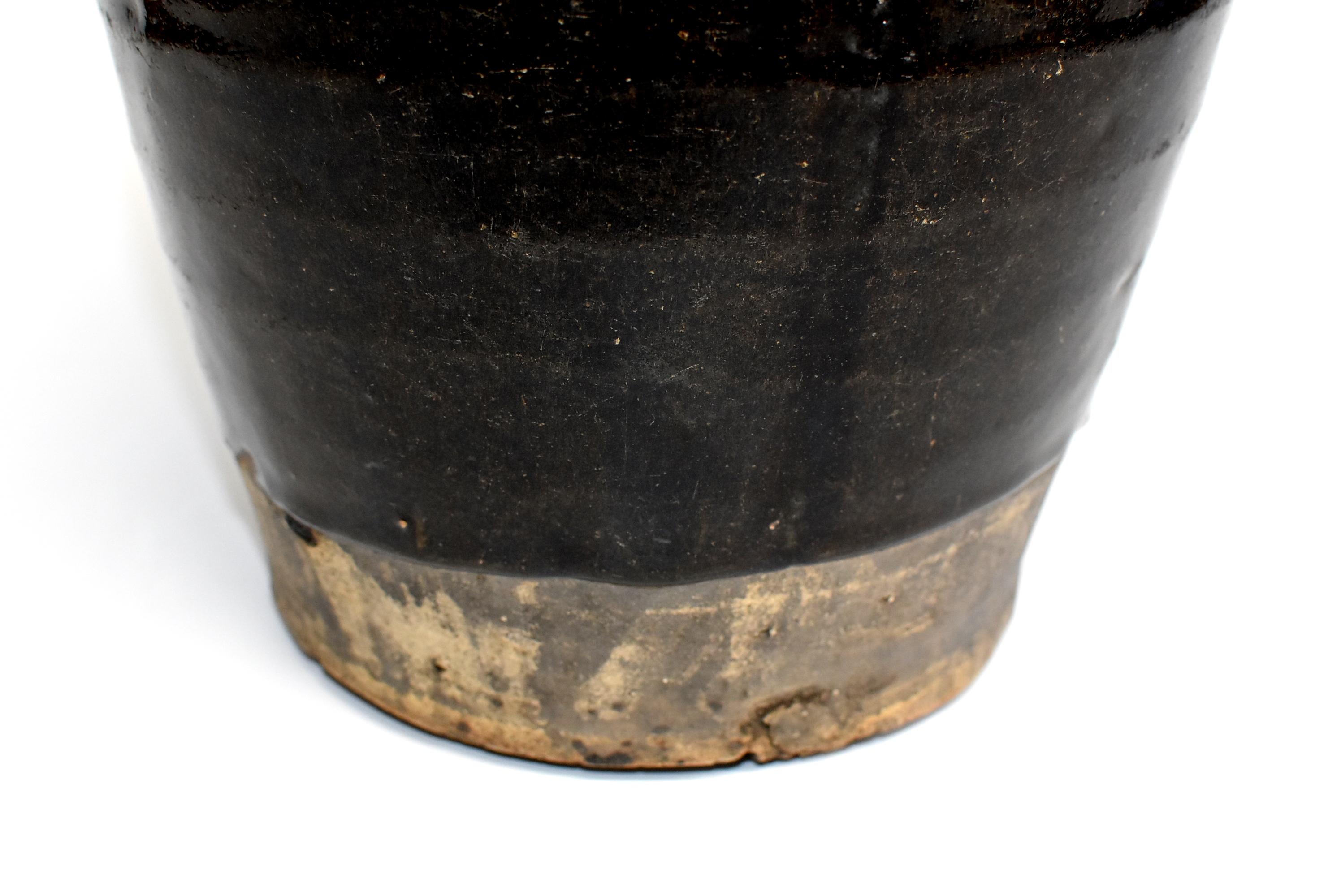 Large Chinese Antique Black Jar, High Shoulder 7