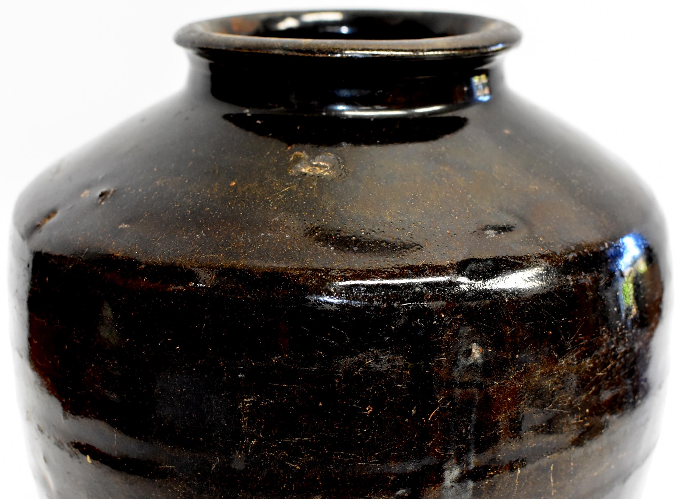 Large Chinese Antique Black Jar, High Shoulder 8
