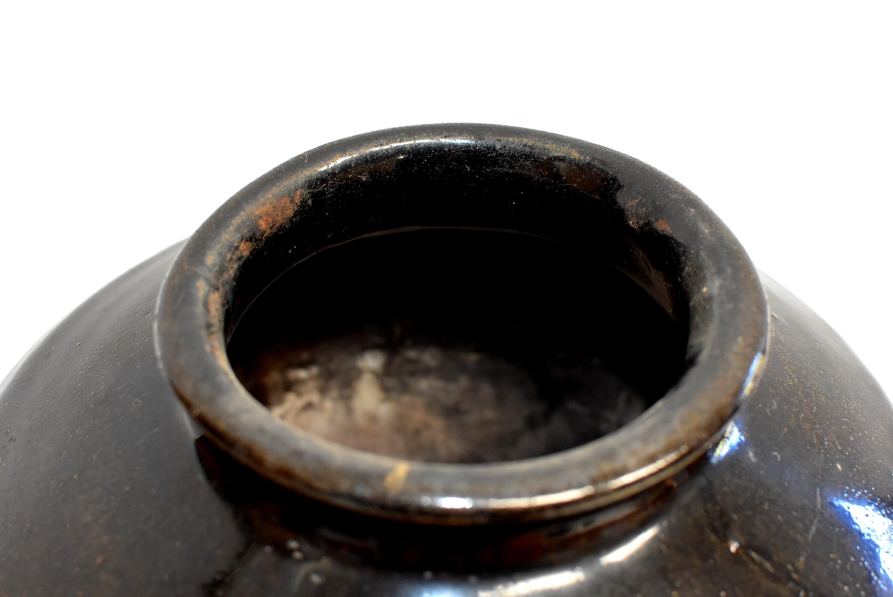 Large Chinese Antique Black Jar, High Shoulder 9