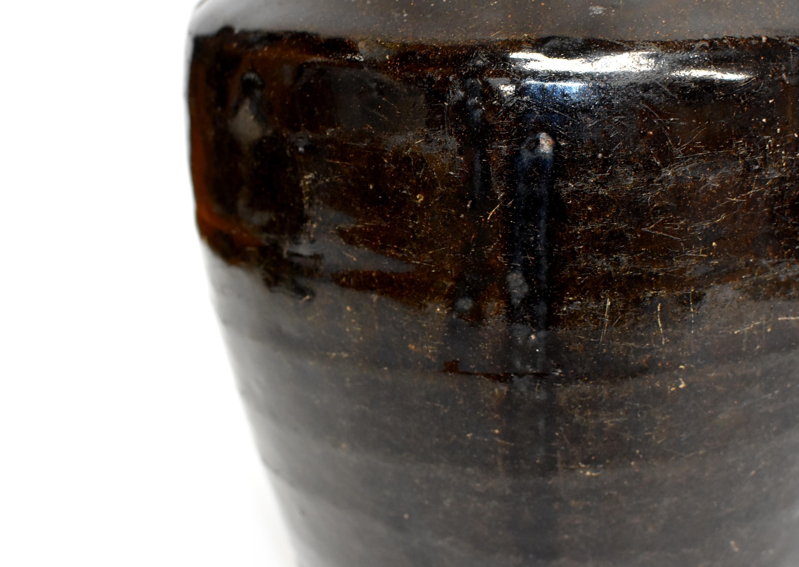 Large Chinese Antique Black Jar, High Shoulder 10