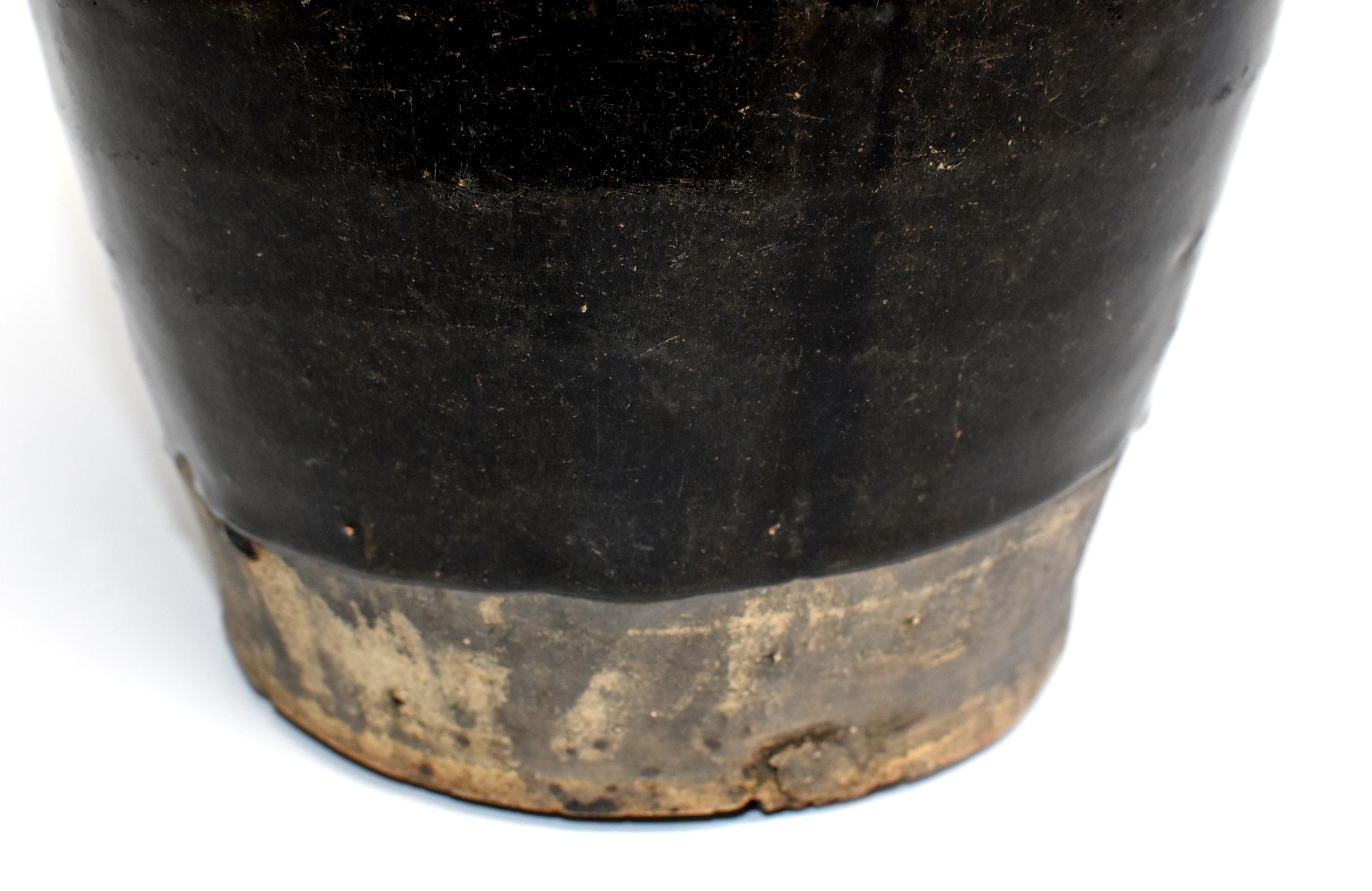 Large Chinese Antique Black Jar, High Shoulder 11