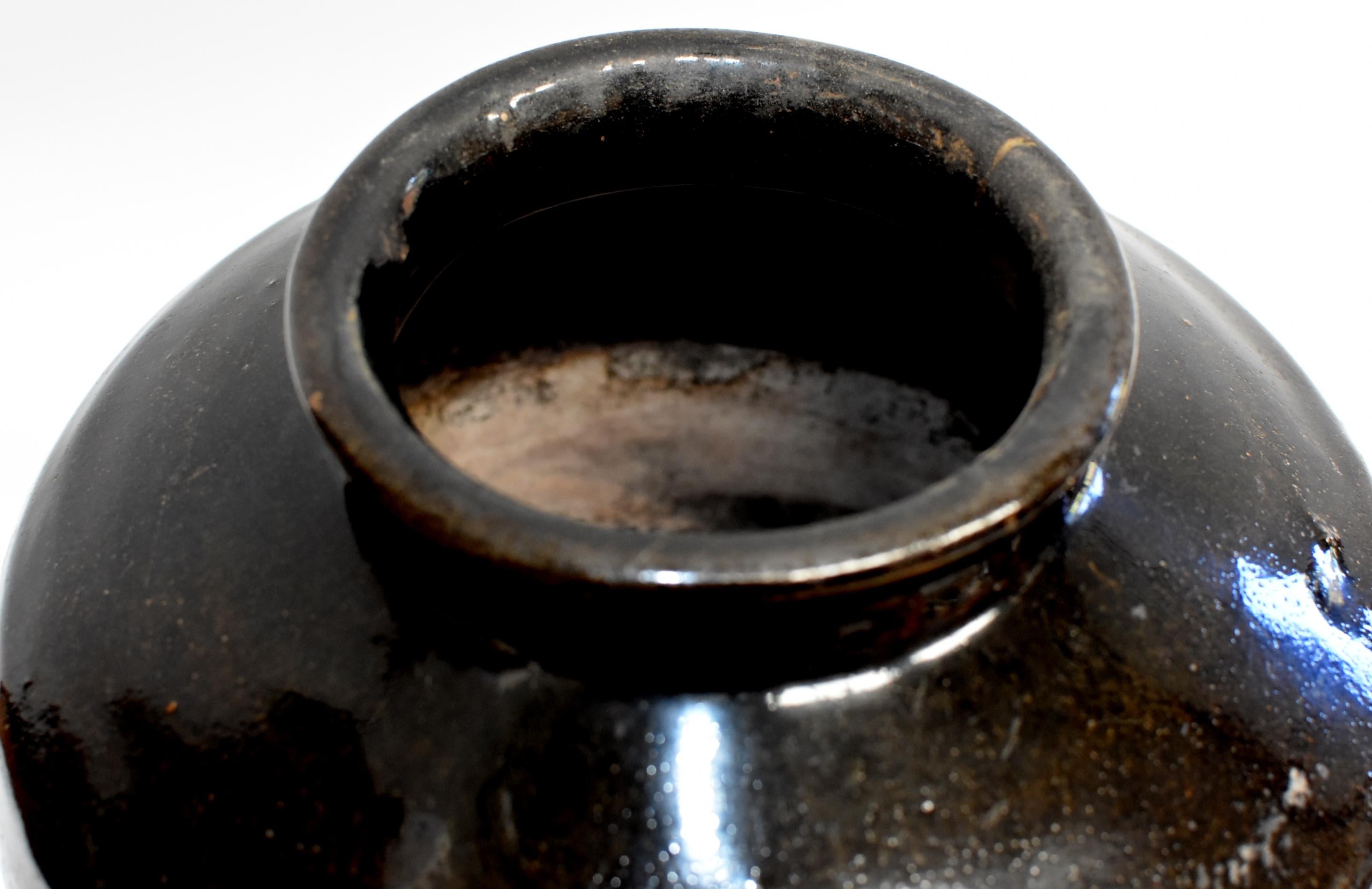 Large Chinese Antique Black Jar, High Shoulder 1
