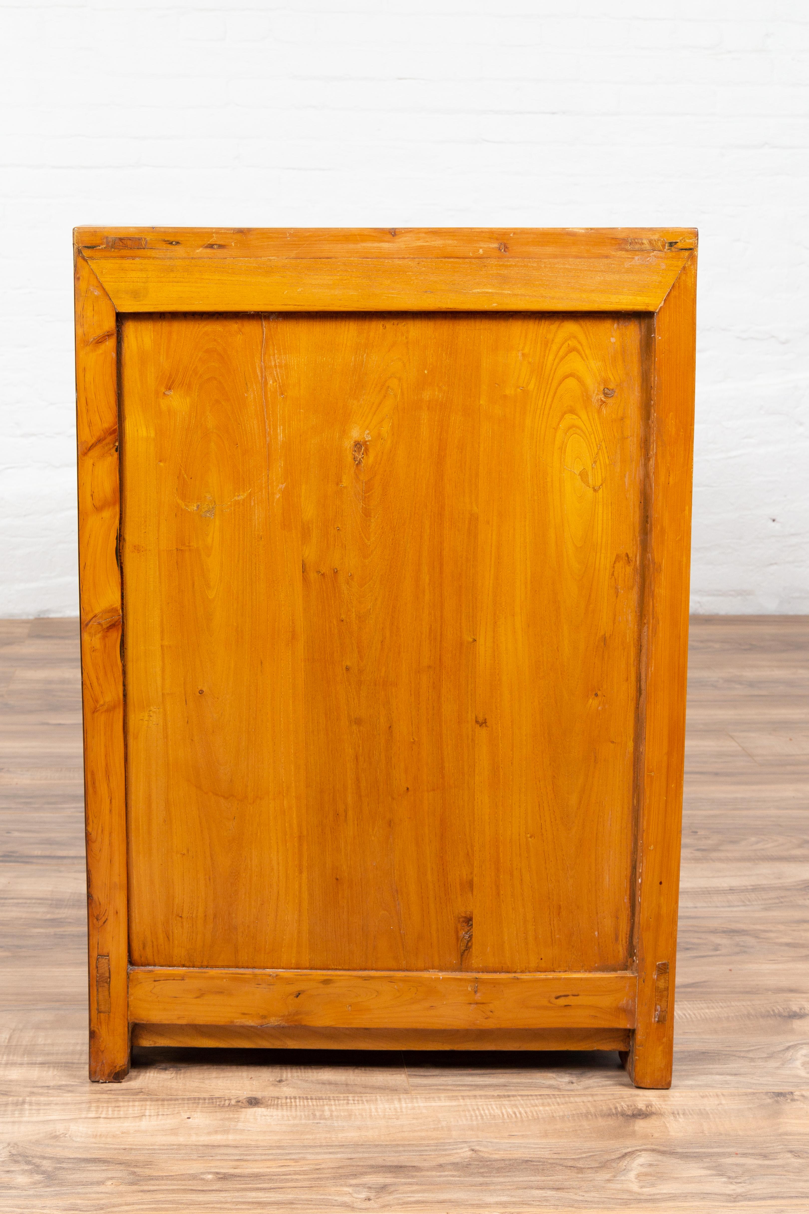 Large Chinese Antique Burl and Elm Wood Two-Toned Patina Cabinet with Doors For Sale 5