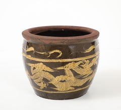 Grande jardinière chinoise en forme de dragon Art Déco