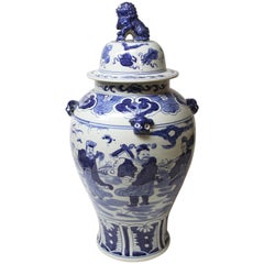 Large Chinese Blue and White Covered Jar