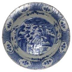 Grand plat chinois bleu et blanc, Chine, Dynastie Ming