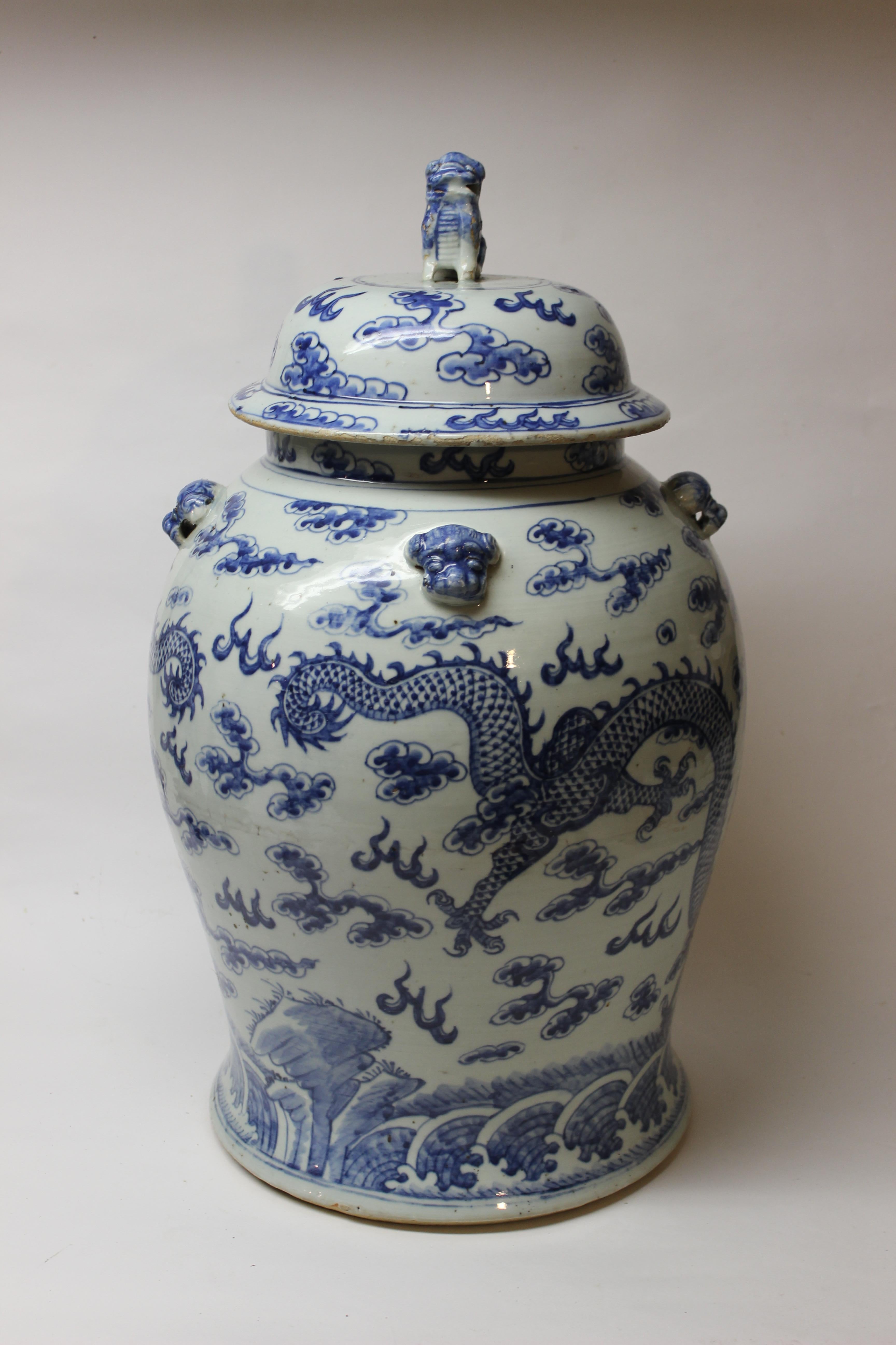 Large Chinese Blue and White Jar with Lid 1