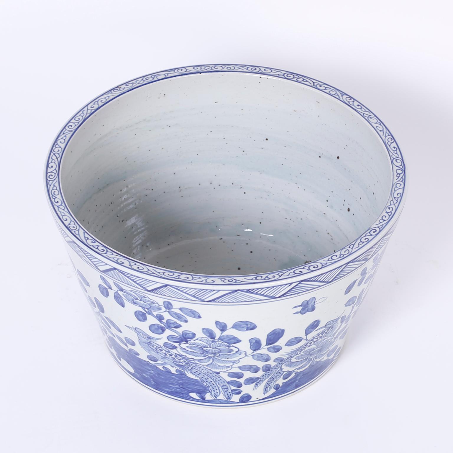 large blue and white bowl