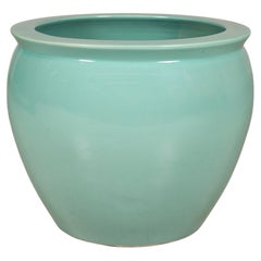 Large Chinese Blue-Green Celadon Glazed Stoneware Planter