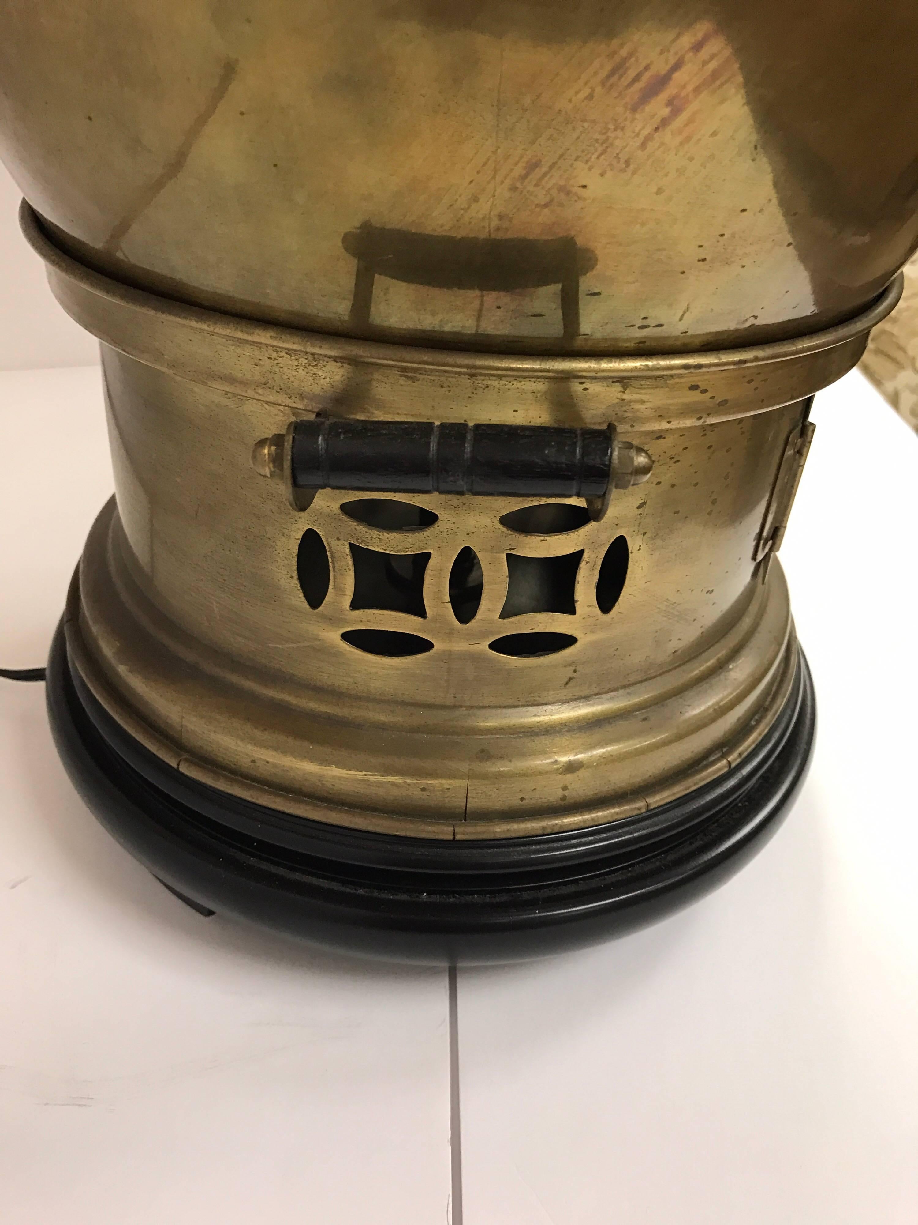 20th Century Large Chinese Brass Samovar Table Lamp