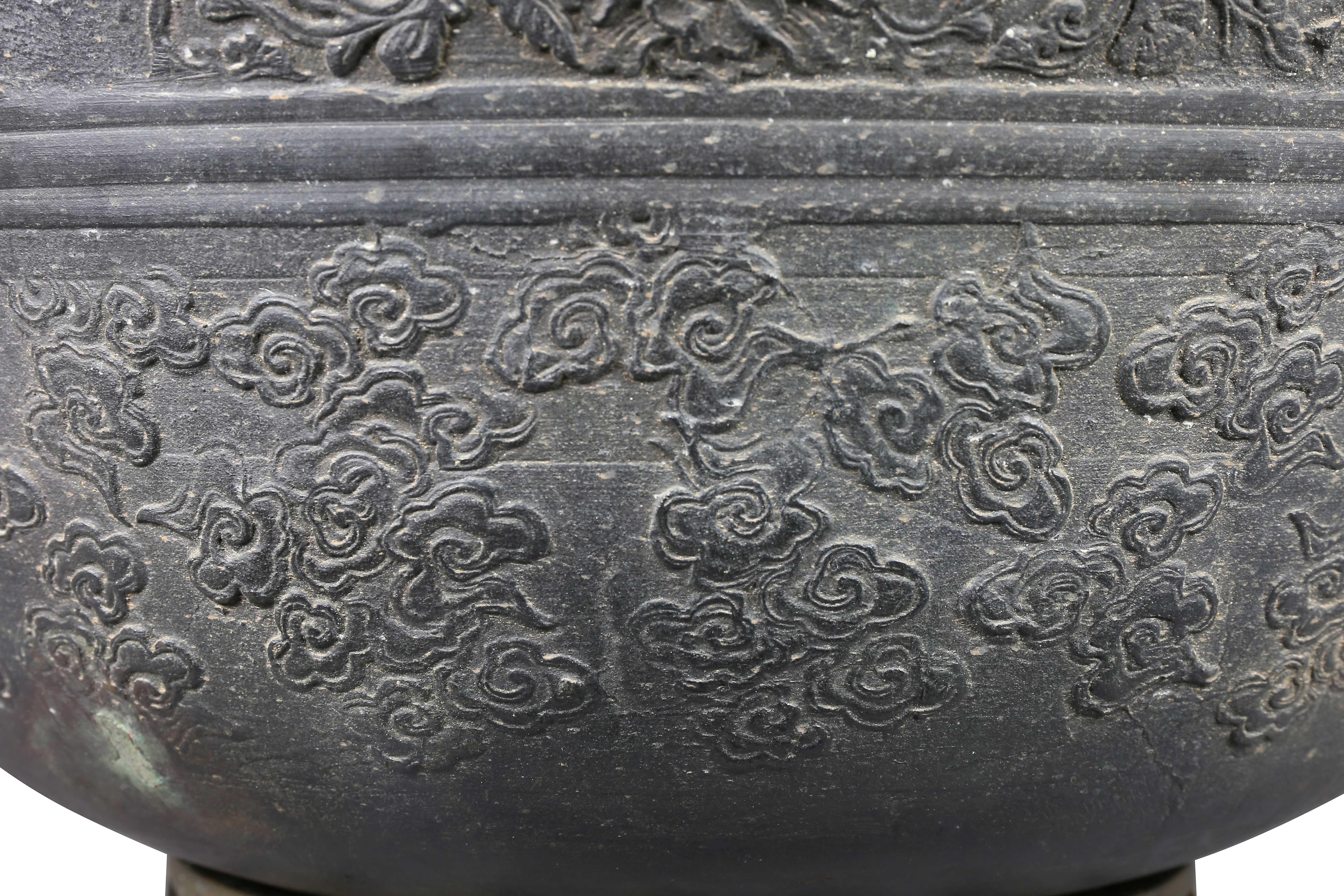 Large Chinese Bronze Bowl In Fair Condition In Essex, MA