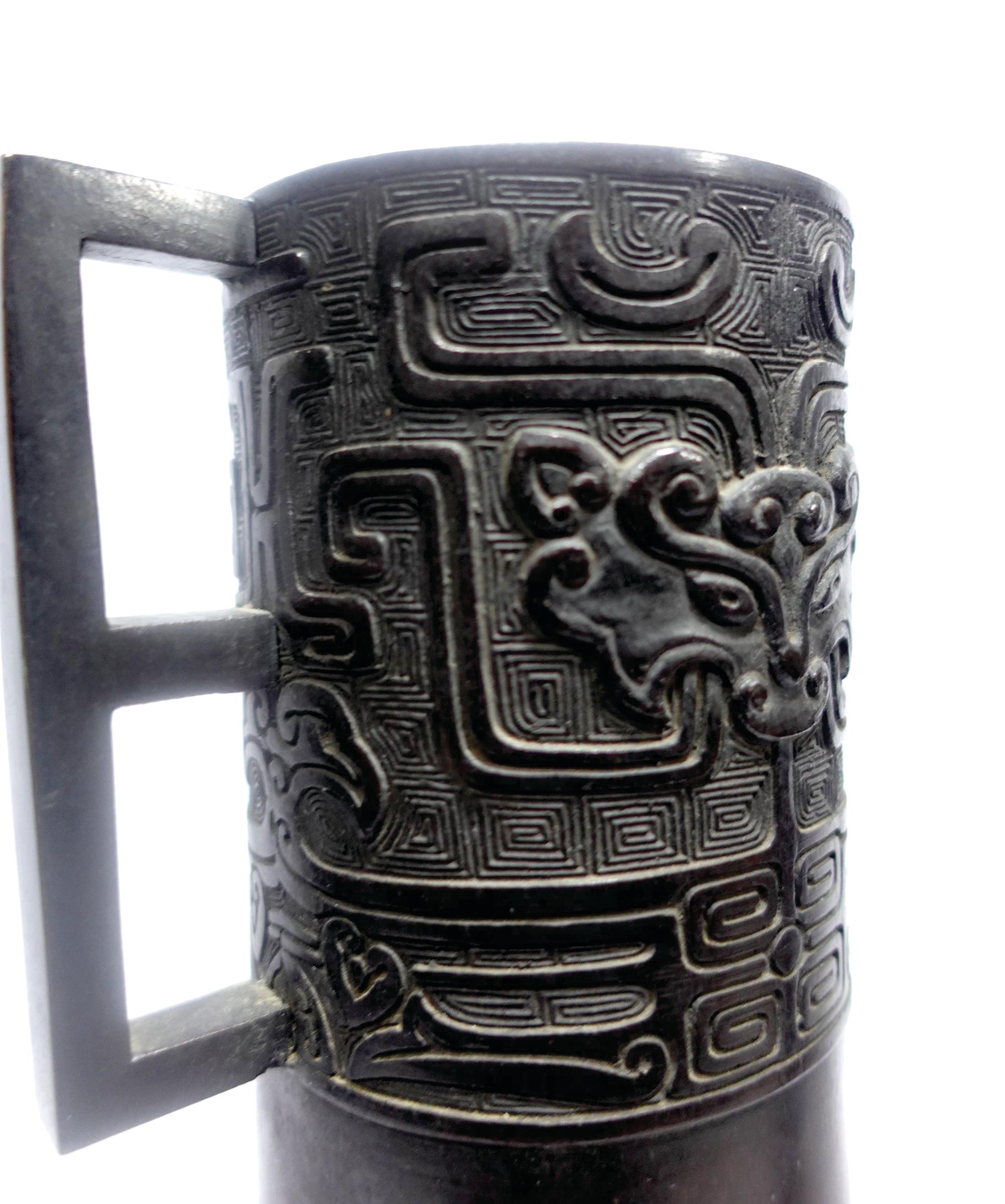 Large Chinese Bronze Gu Form Vase, Signed For Sale 5