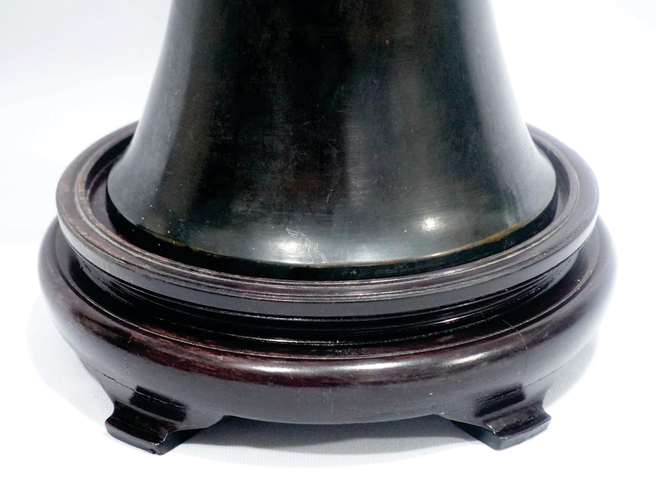 Hand-Crafted Large Chinese Bronze Gu Form Vase, Signed For Sale