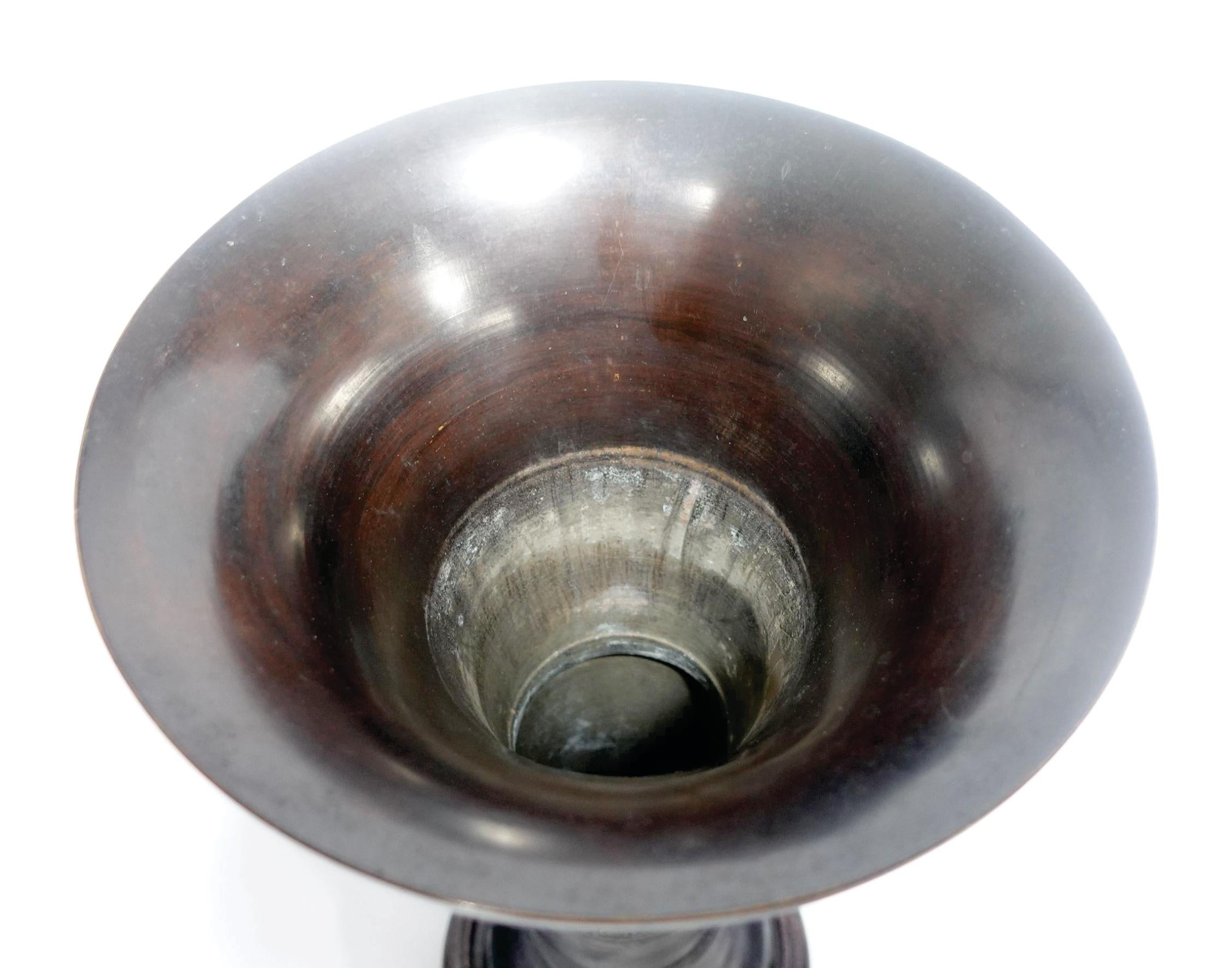 20th Century Large Chinese Bronze Gu Form Vase, Signed For Sale