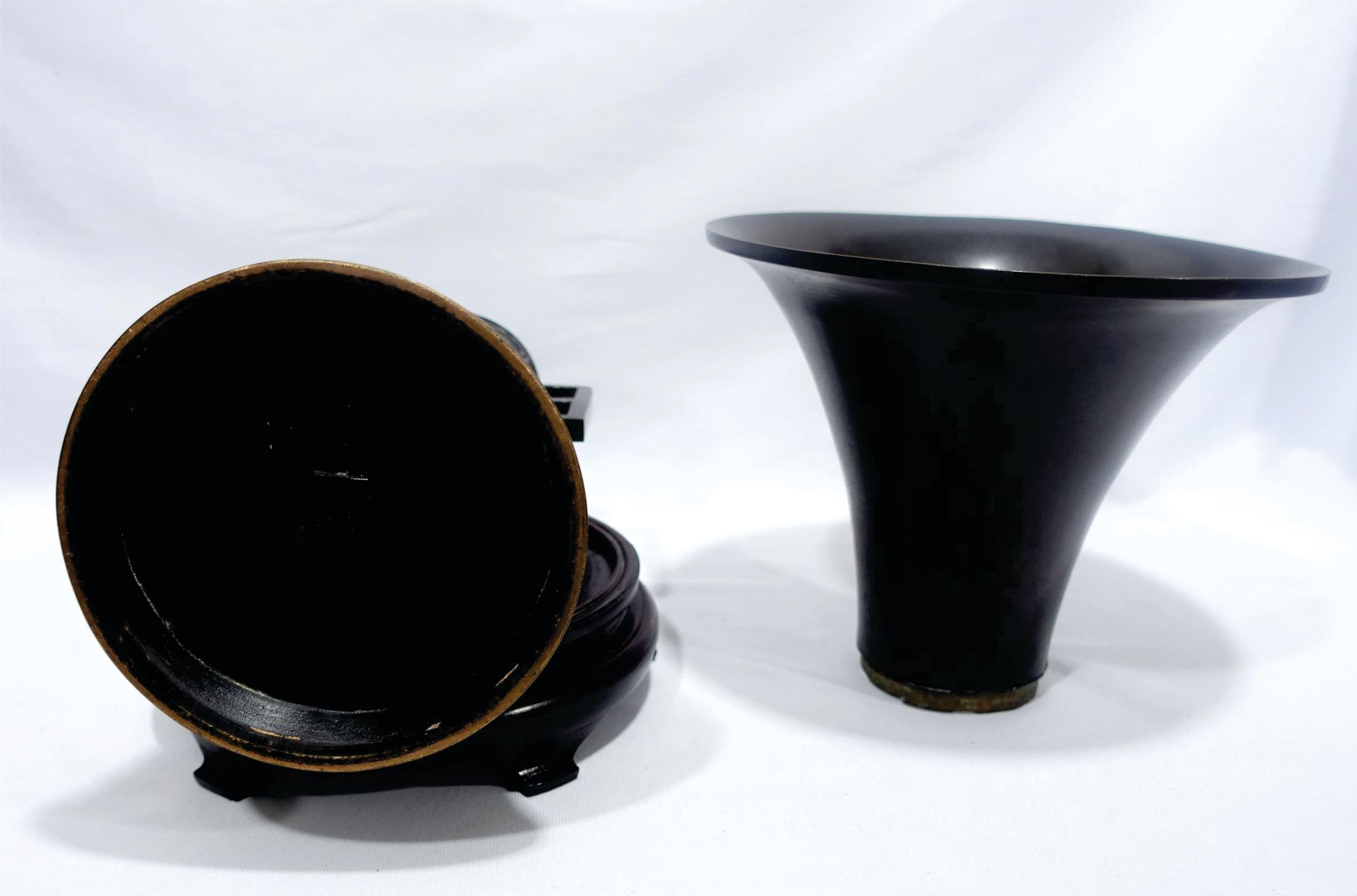 Large Chinese Bronze Gu Form Vase, Signed For Sale 3