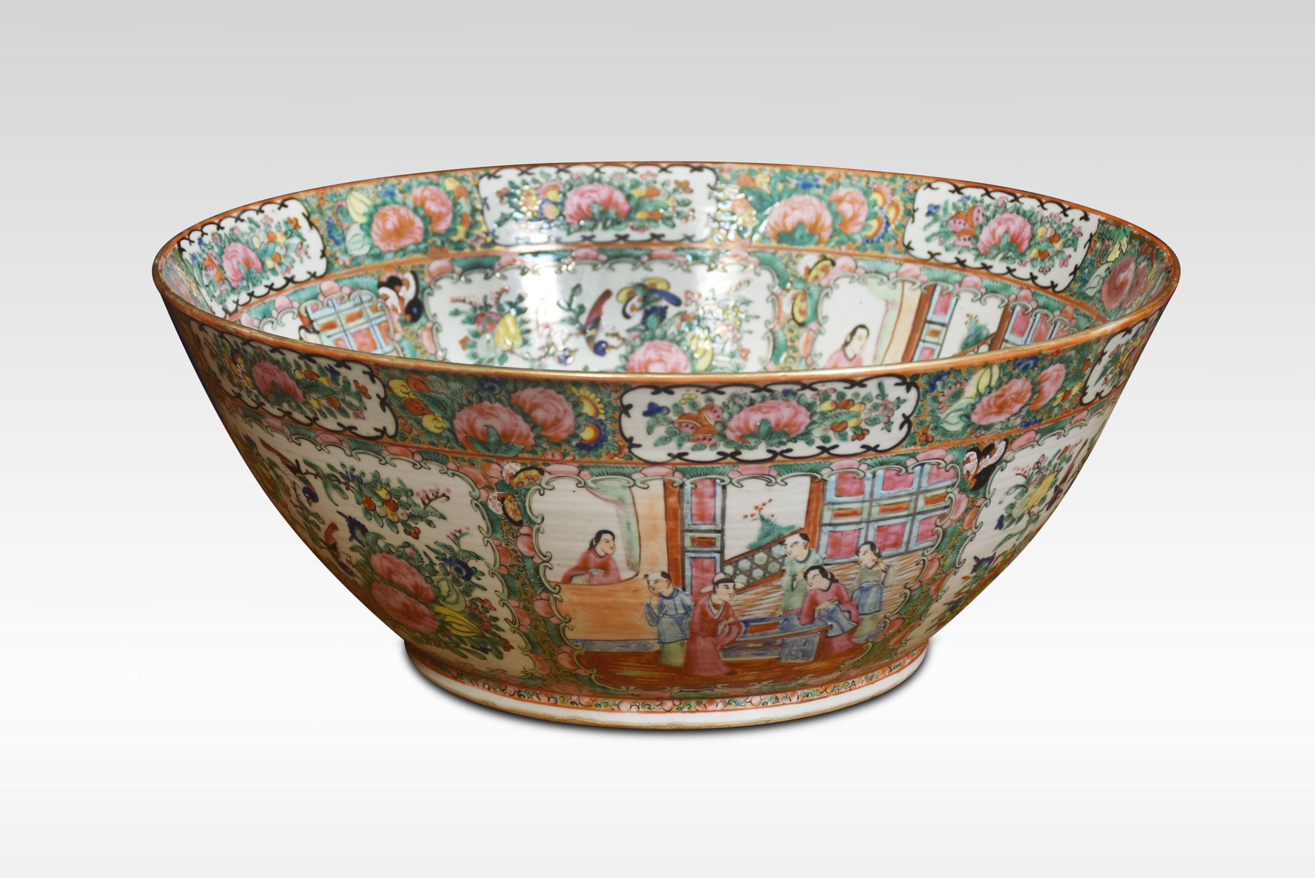 Porcelain Large Chinese Canton Famille Rose Bowl