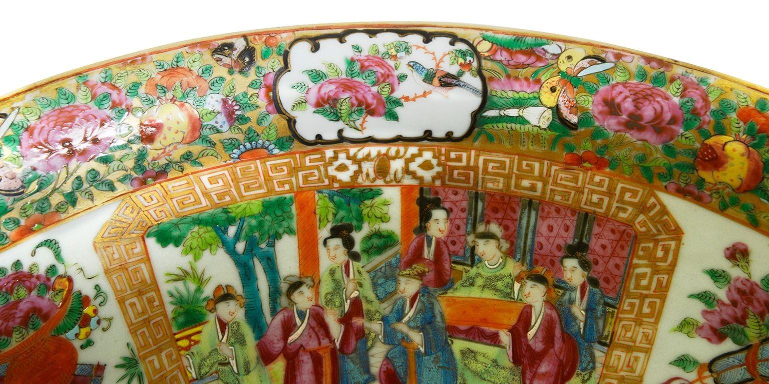 Grand bol chinois à médaillon de Canton / Rose, 16