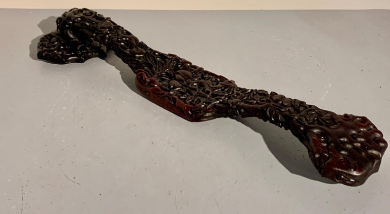 Large Chinese Carved Hardwood and Cloisonne Ruyi Scepter, circa 1920 ...