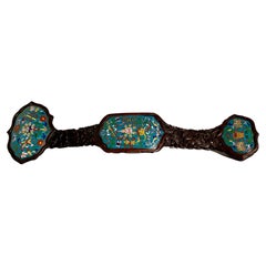 Large Chinese Carved Hardwood and Cloisonne Ruyi Scepter, circa 1920, China