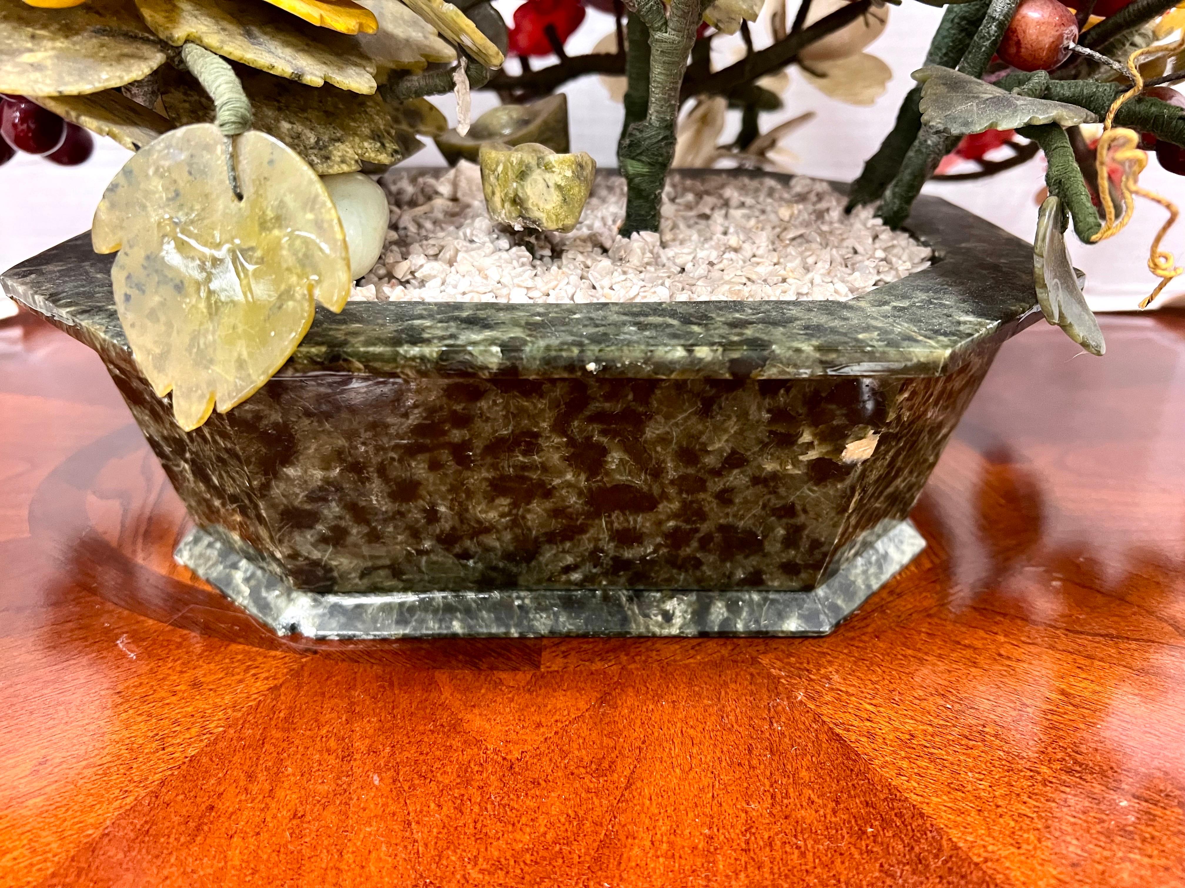 Stone Large Chinese Carved Jade Floral Centerpiece