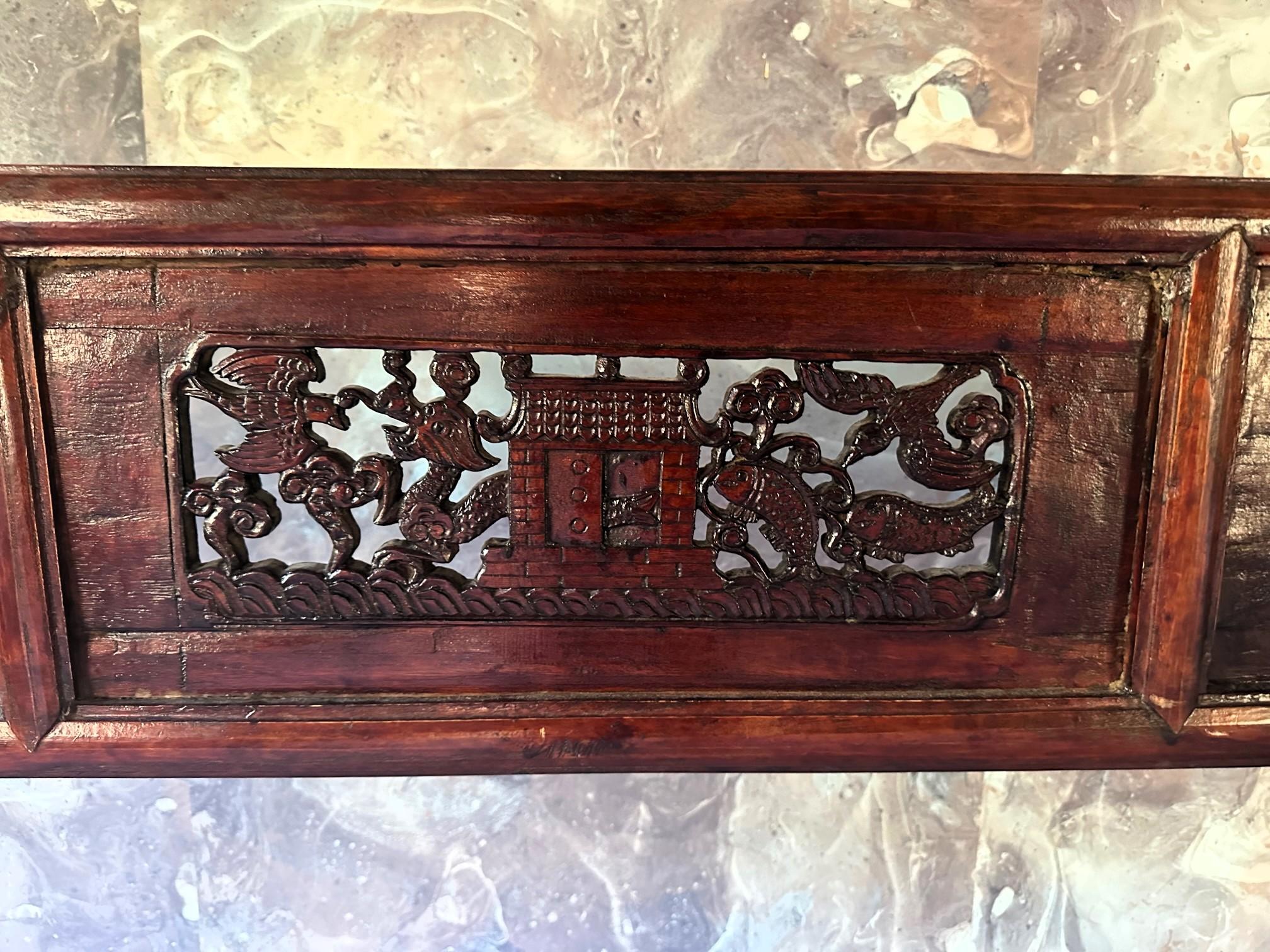 Large Antique Chinese Carved Wood Robe Display Rack For Sale 6