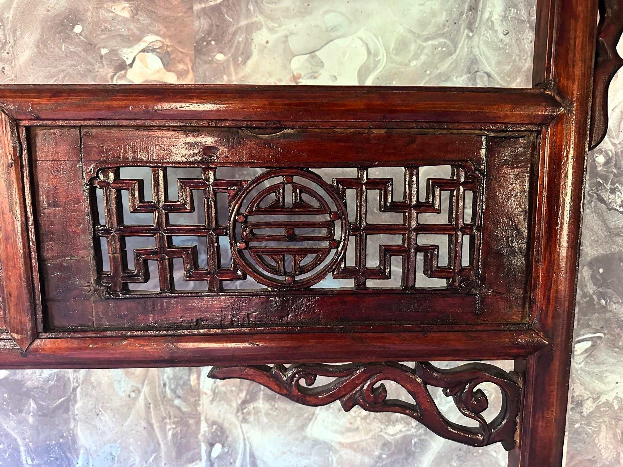Large Antique Chinese Carved Wood Robe Display Rack For Sale 7