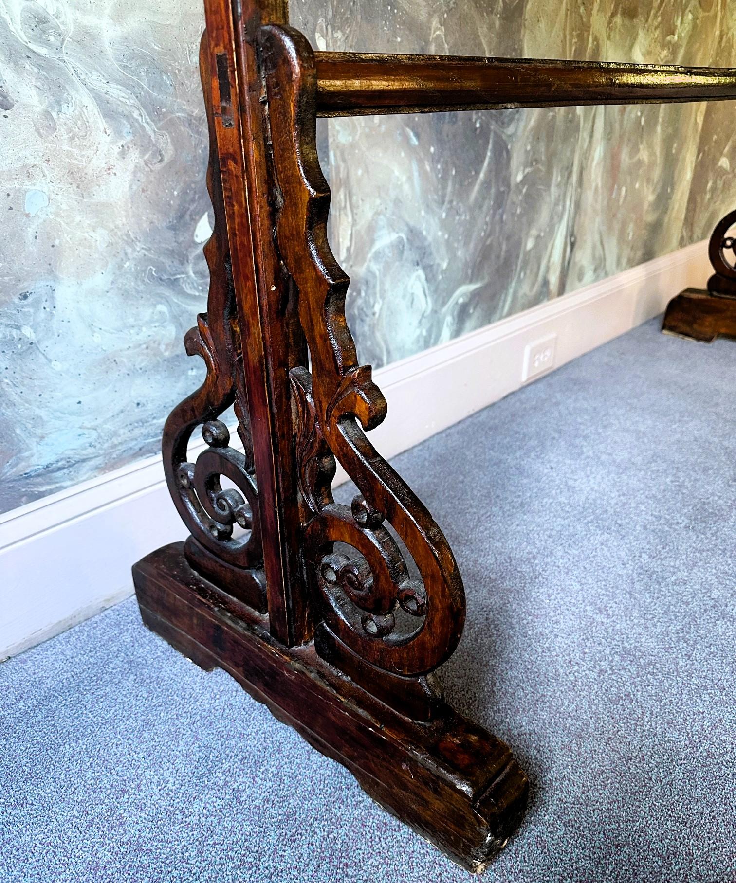 Large Antique Chinese Carved Wood Robe Display Rack For Sale 2