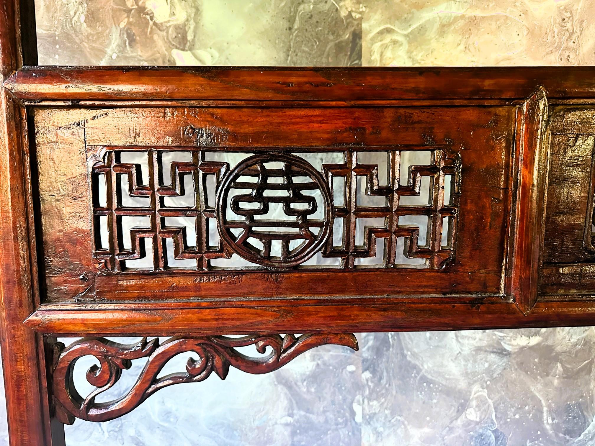 Large Antique Chinese Carved Wood Robe Display Rack For Sale 4