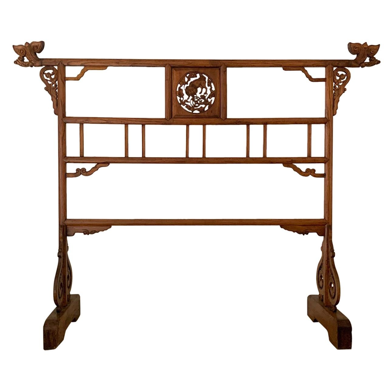 Large Chinese Carved Wood Robe Rack