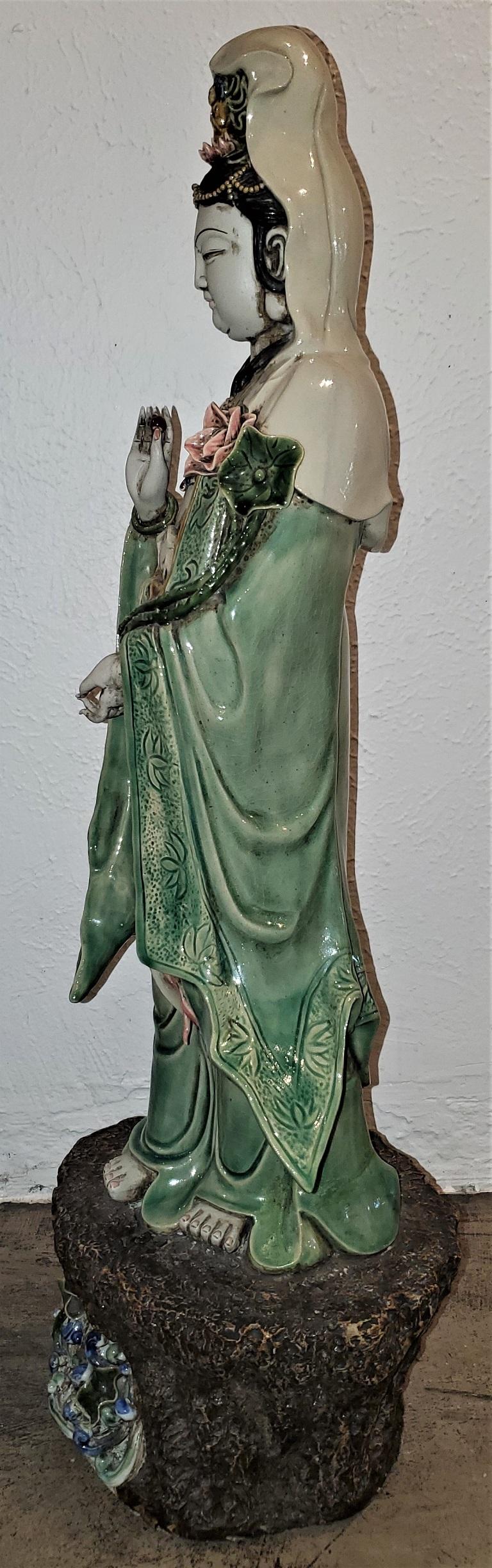 Large Chinese Ceramic Guan Yin Statue For Sale 2