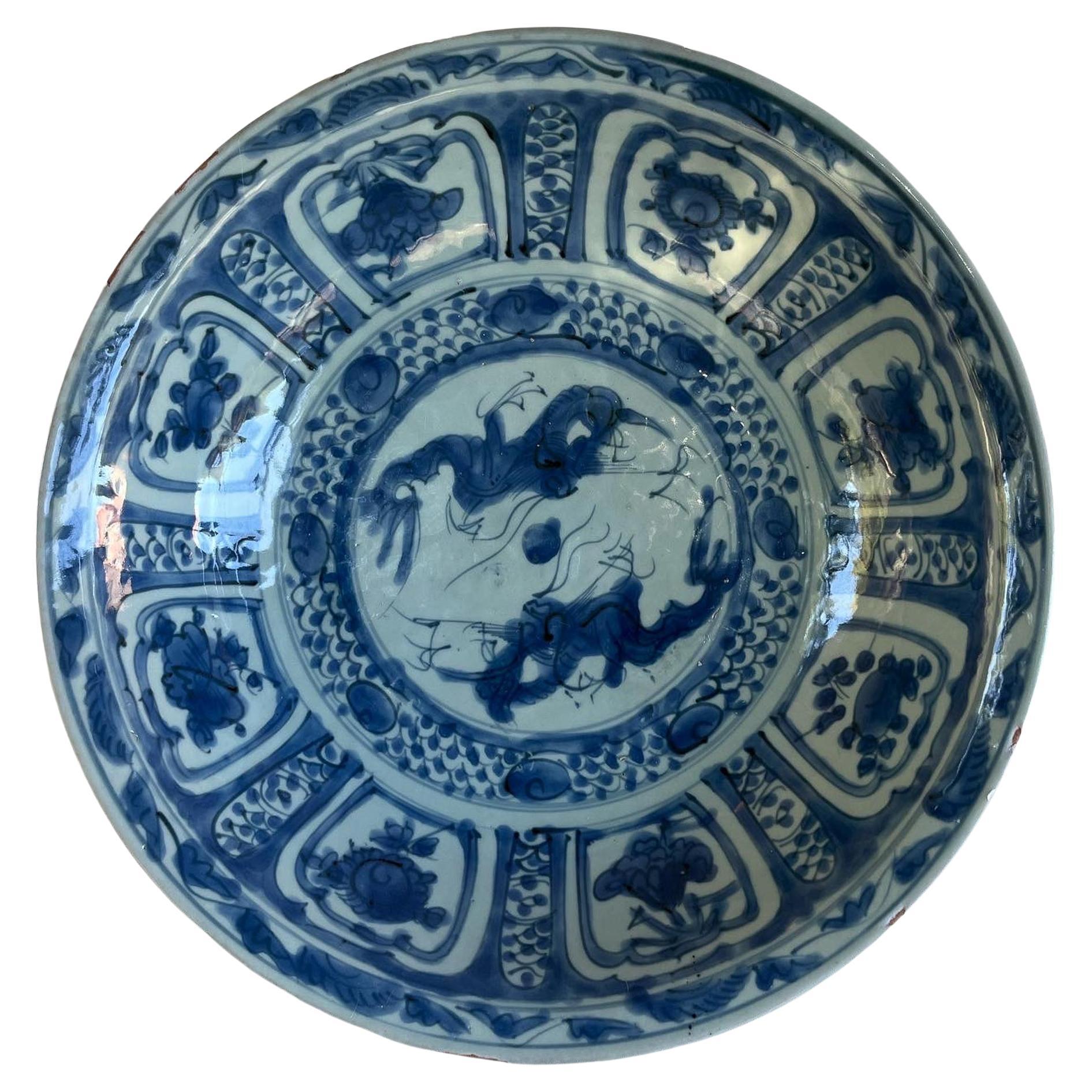 Large Chinese Ceramic Plate 18th Century For Sale