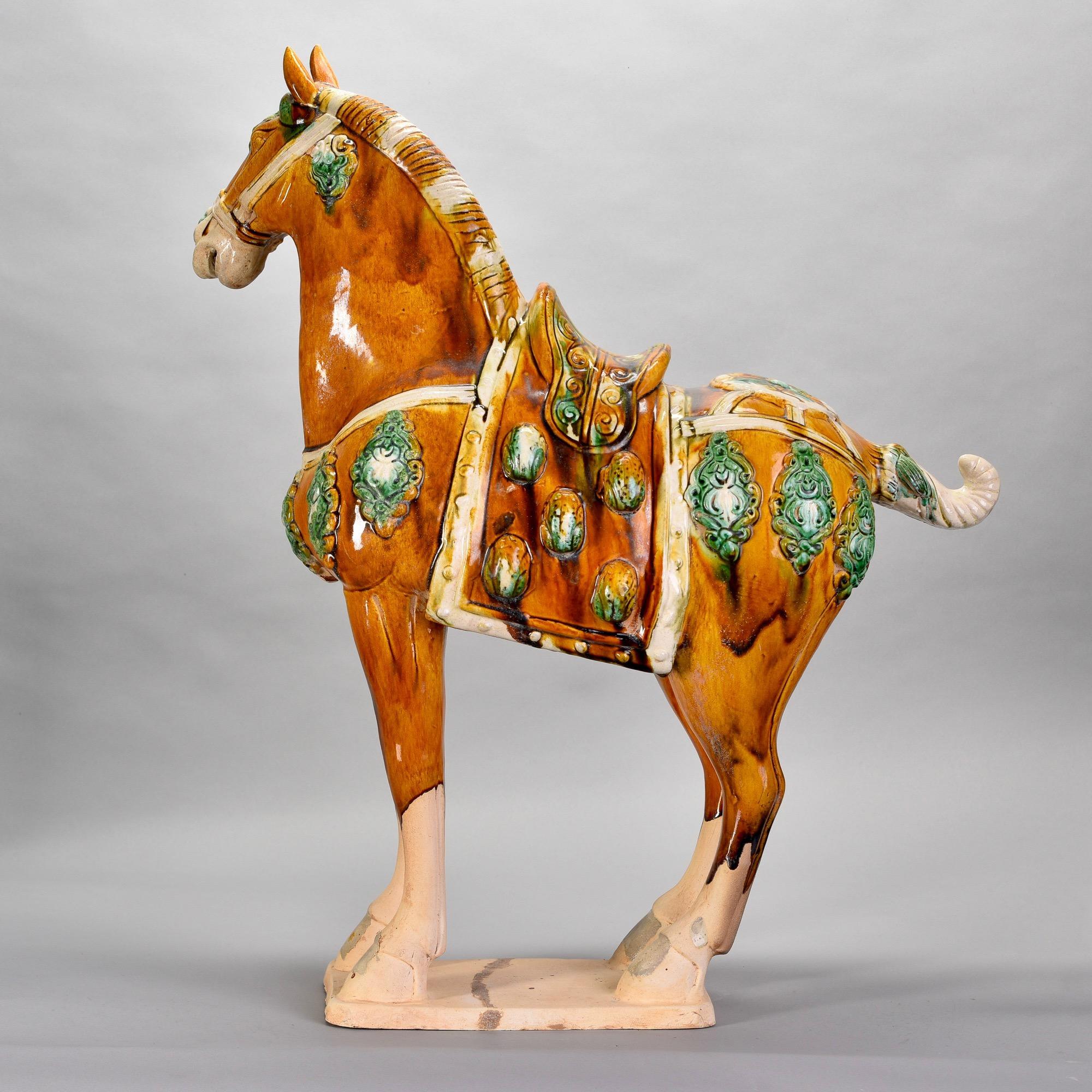 Large Chinese Ceramic Tang Horse In Good Condition For Sale In Troy, MI