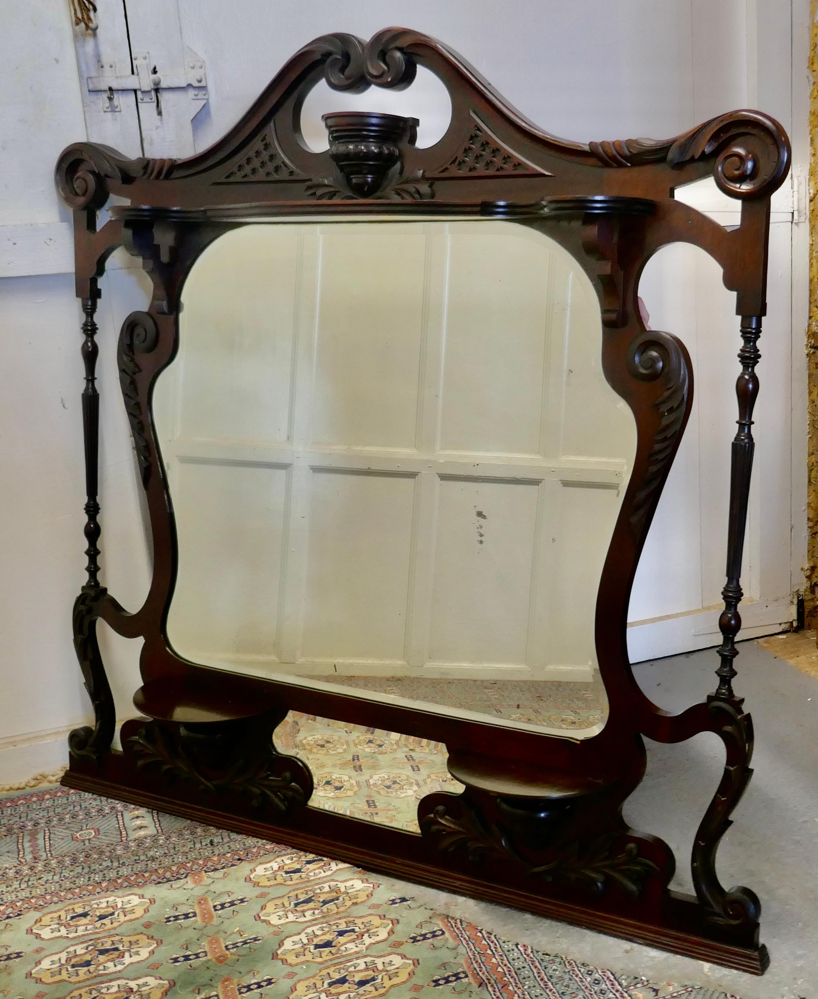 19th Century Large Chinese Chippendale Mahogany Overmantel  For Sale