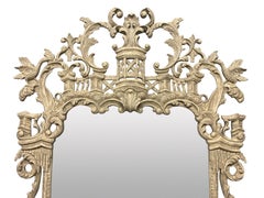Large Chinese Chippendale Style Carved & Painted Mirror