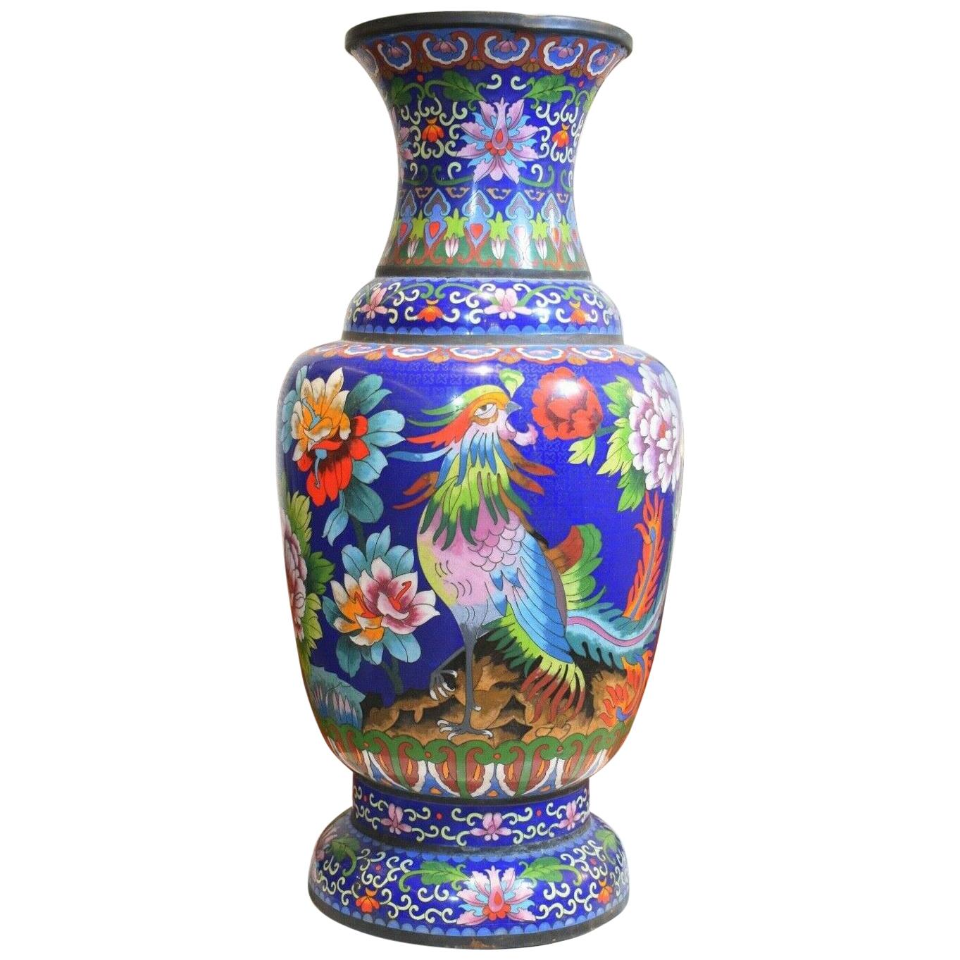 Large Chinese Cloisonné Baluster Vase