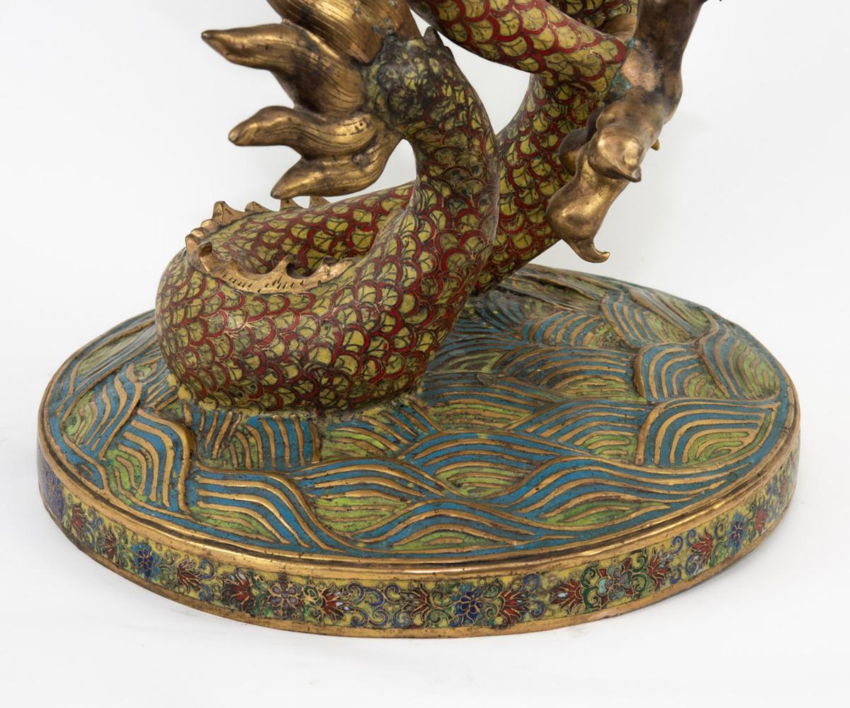Large Chinese Cloisonné Dragon In Good Condition In Laguna Beach, CA