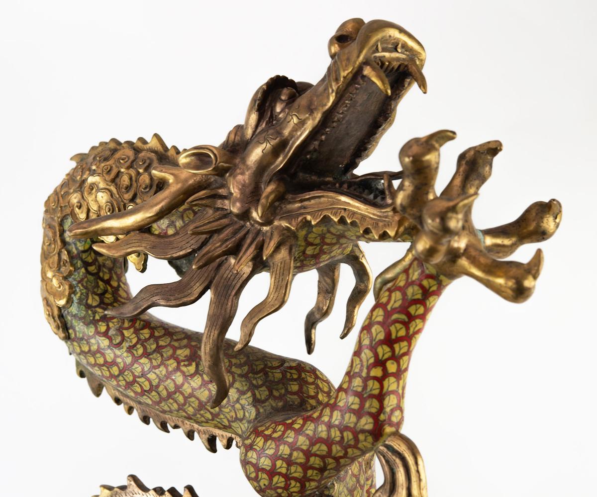 Bronze Large Chinese Cloisonné Dragon