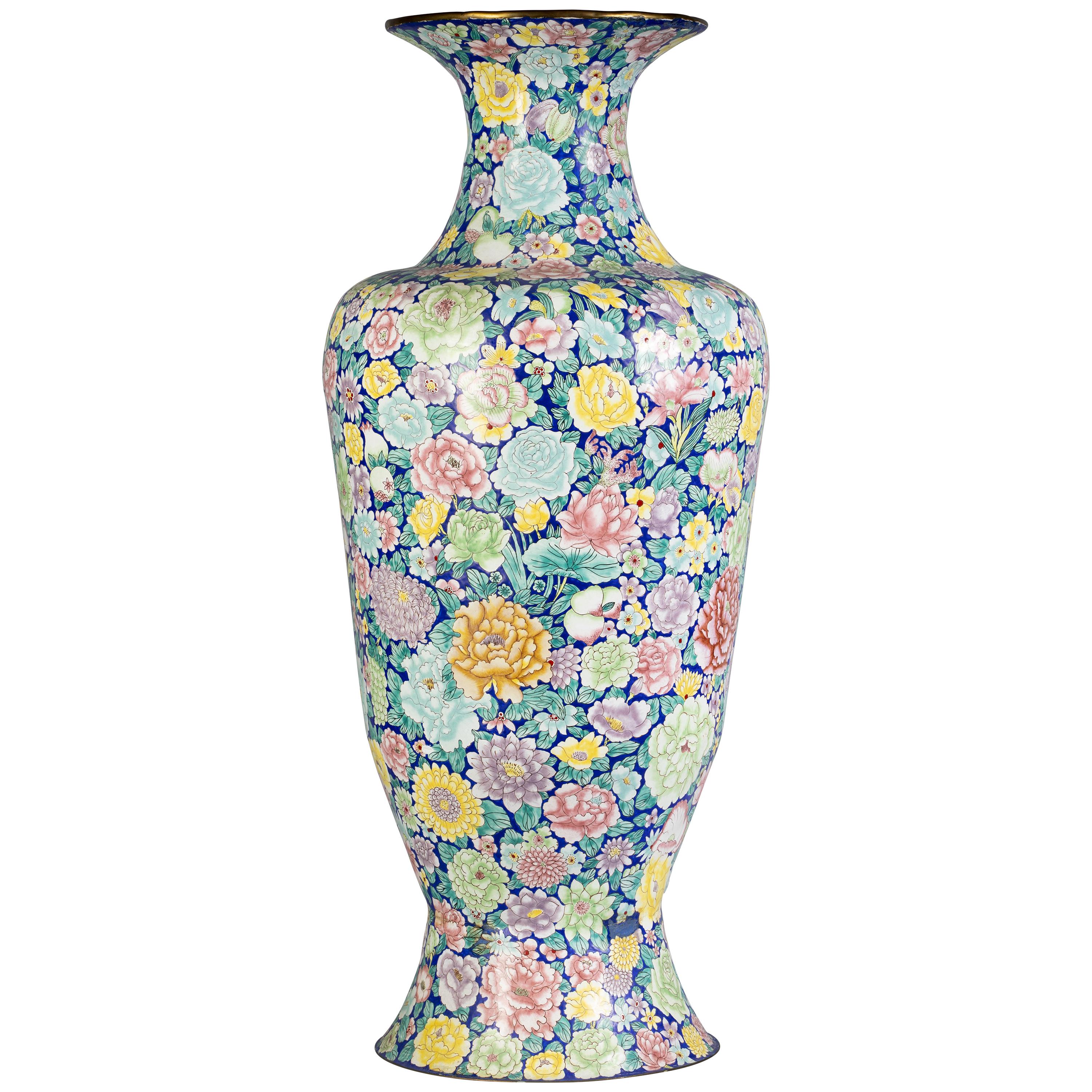 Large Chinese Cloisonné Enamel Baluster Vase, circa 1880